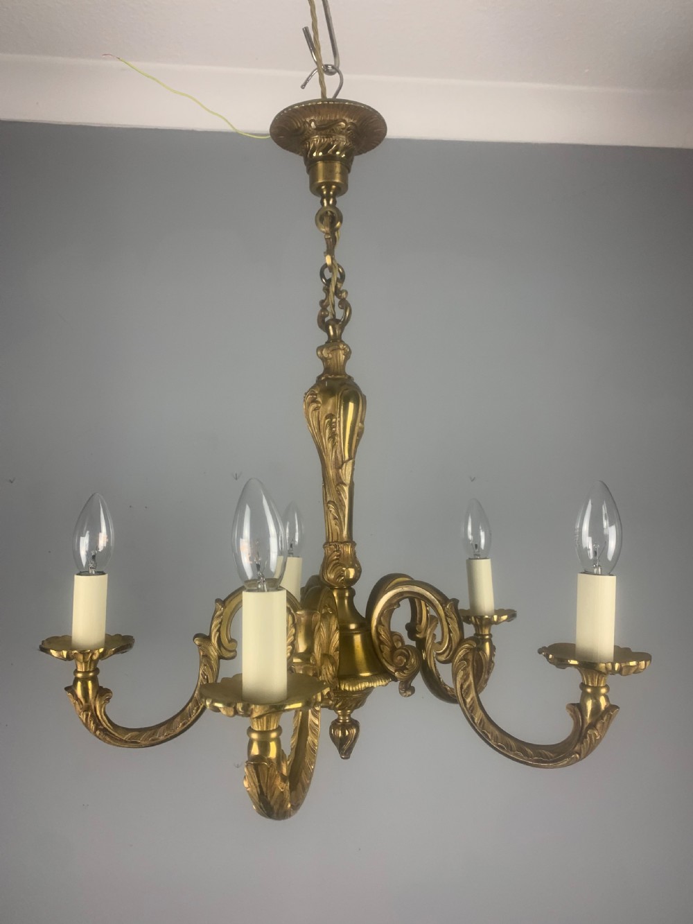 French Bronze 5 Light Antique Chandelier  View IV