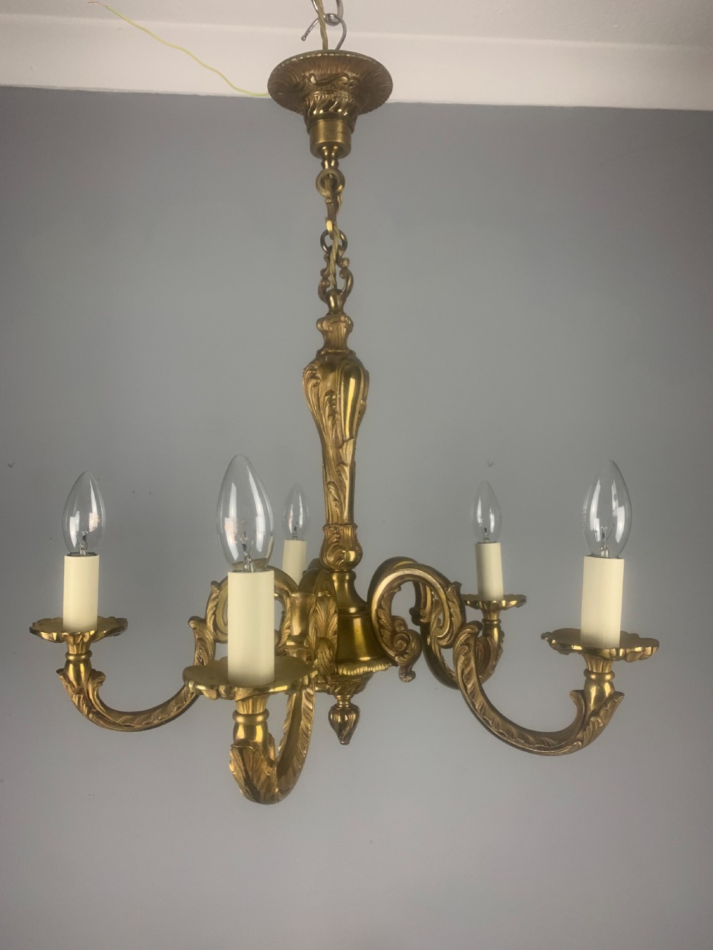 French Bronze 5 Light Antique Chandelier  View VIII