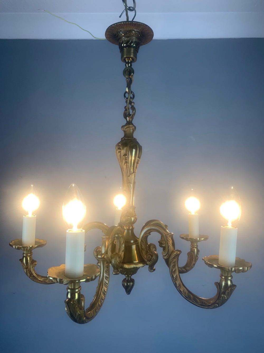 French Bronze 5 Light Antique Chandelier  View XI