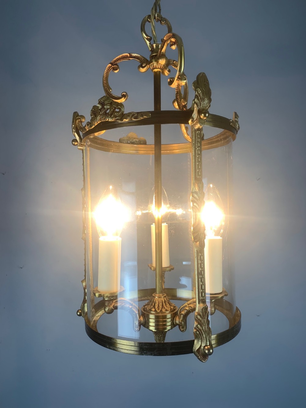 French Triple Light Antique Lantern View III
