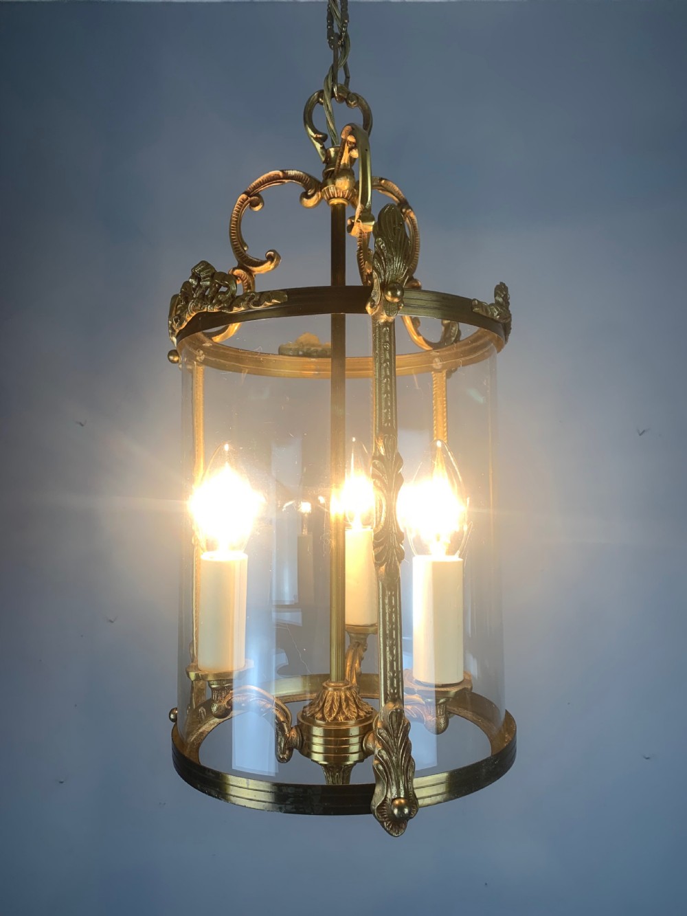 French Triple Light Antique Lantern View IV