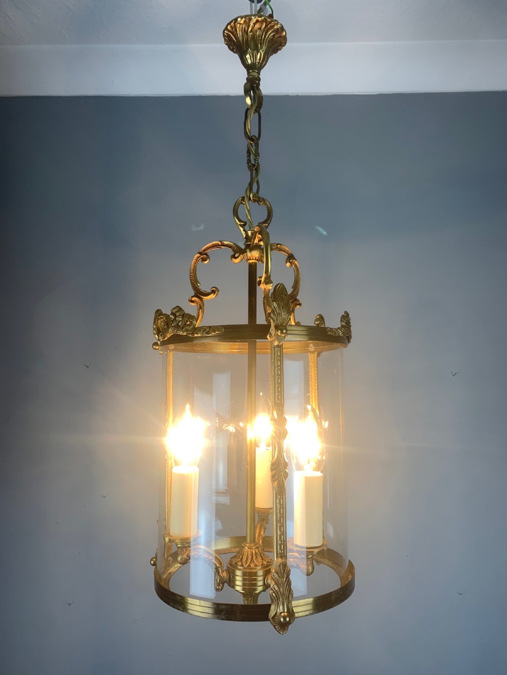 French Triple Light Antique Lantern View VII