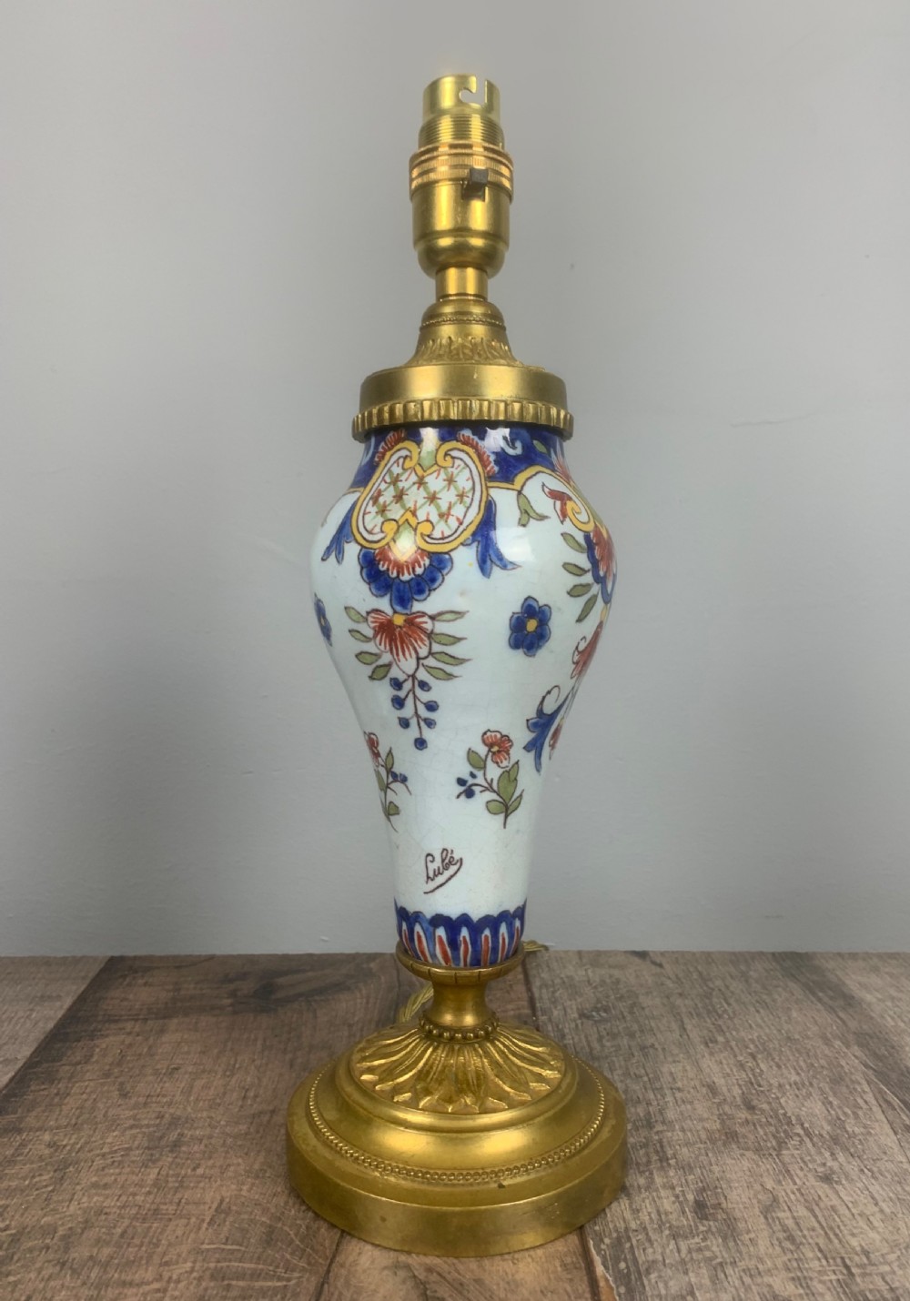 Small Signed French Antique Table Lamp 