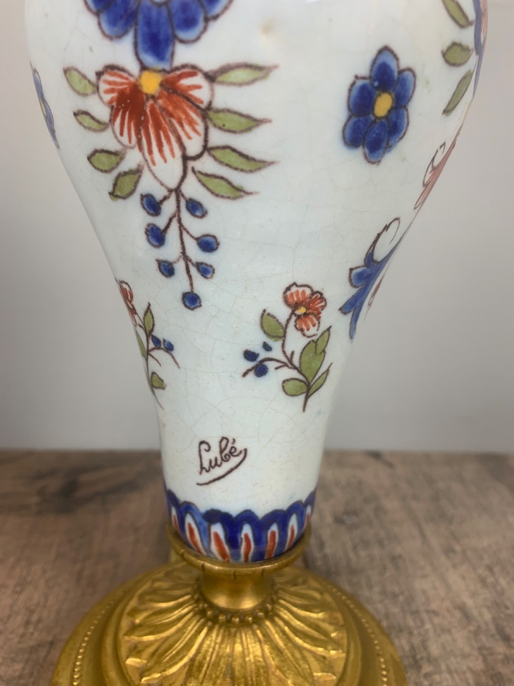 Small Signed French Antique Table Lamp  View III