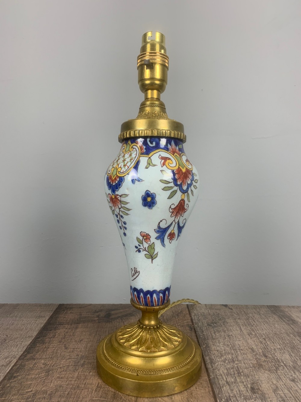 Small Signed French Antique Table Lamp  View VI
