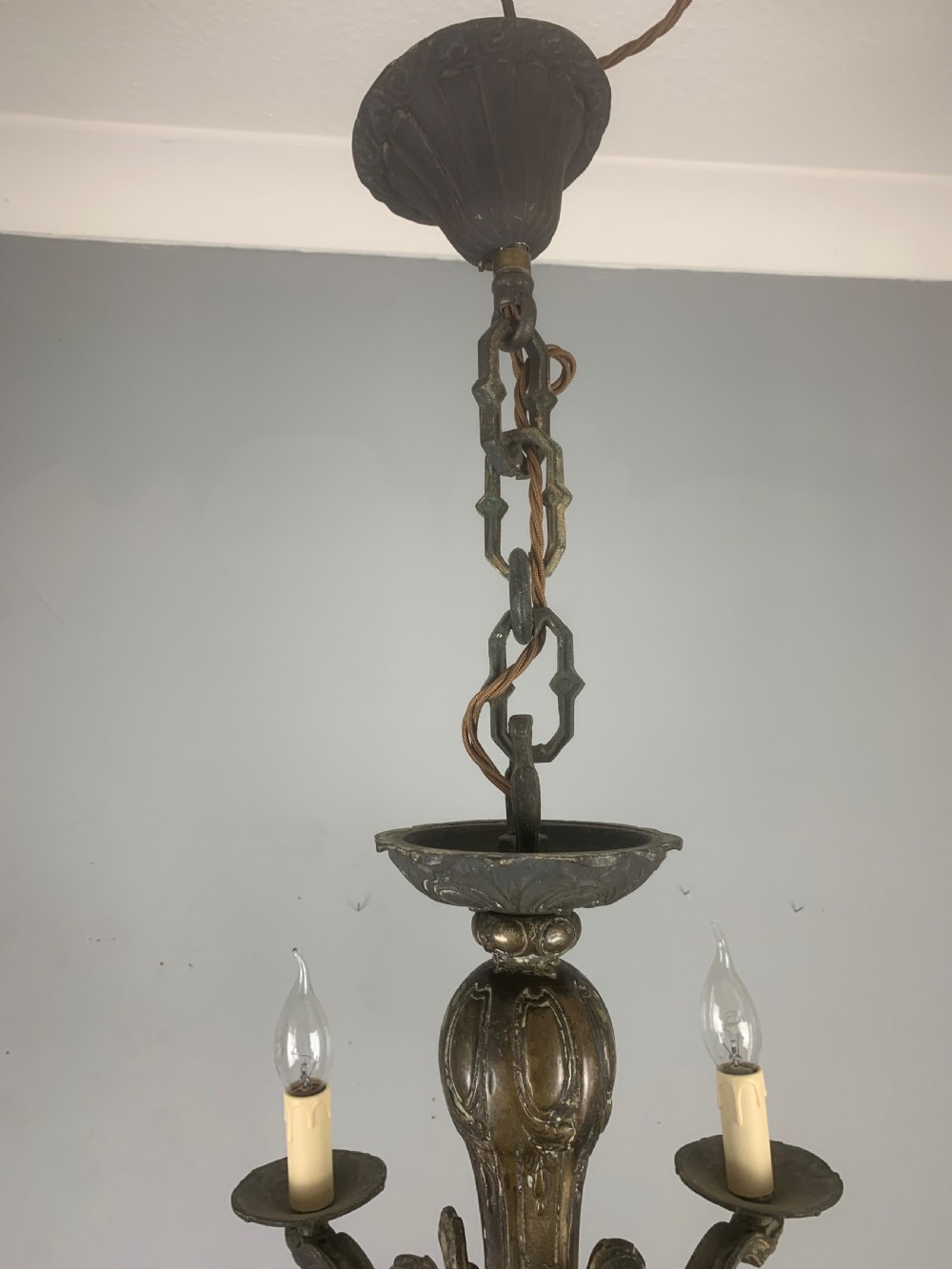 Heavy French Bronze 6 Light Antique Chandelier  View XVIII