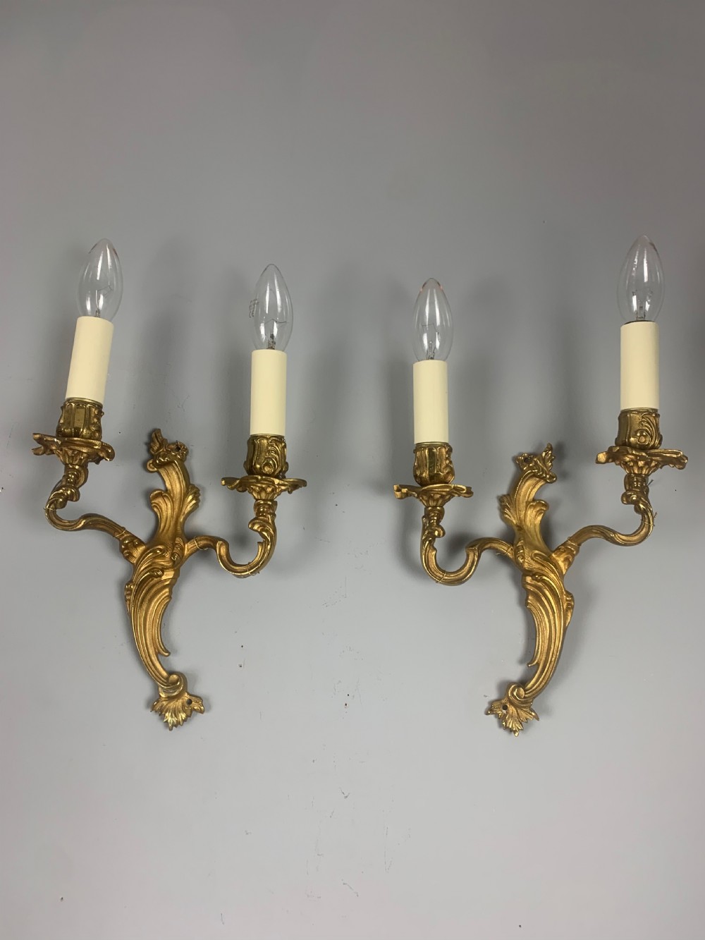 French Gilded Twin Arm Antique Wall Lights View V