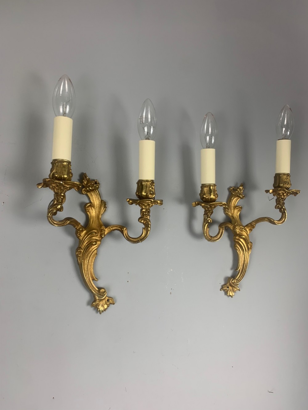 French Gilded Twin Arm Antique Wall Lights View VII