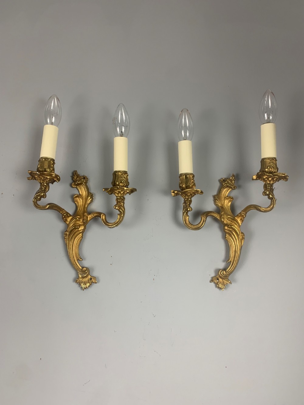 French Gilded Twin Arm Antique Wall Lights View X