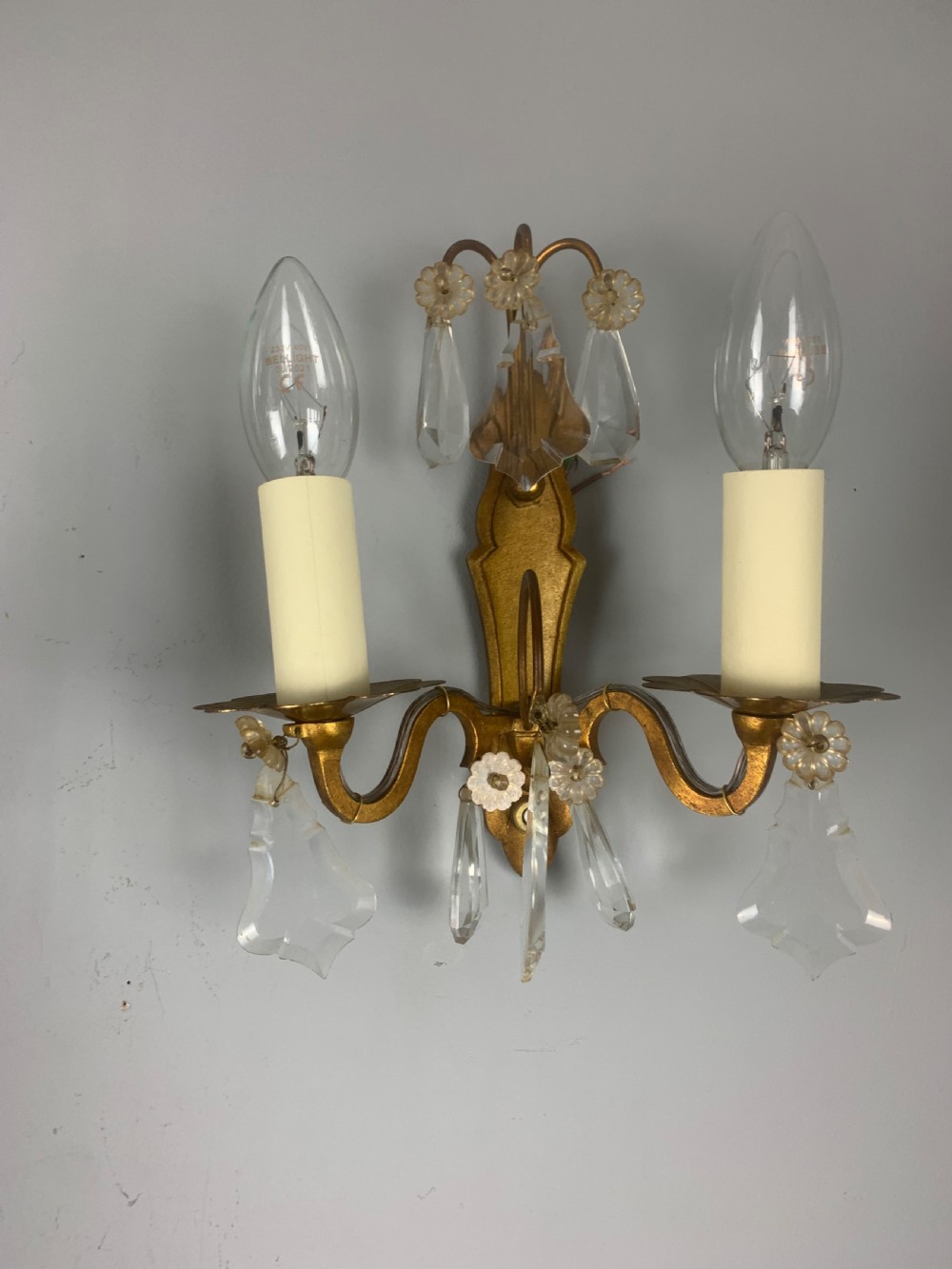Pair of Antique French Crystal Wall Lights  View II