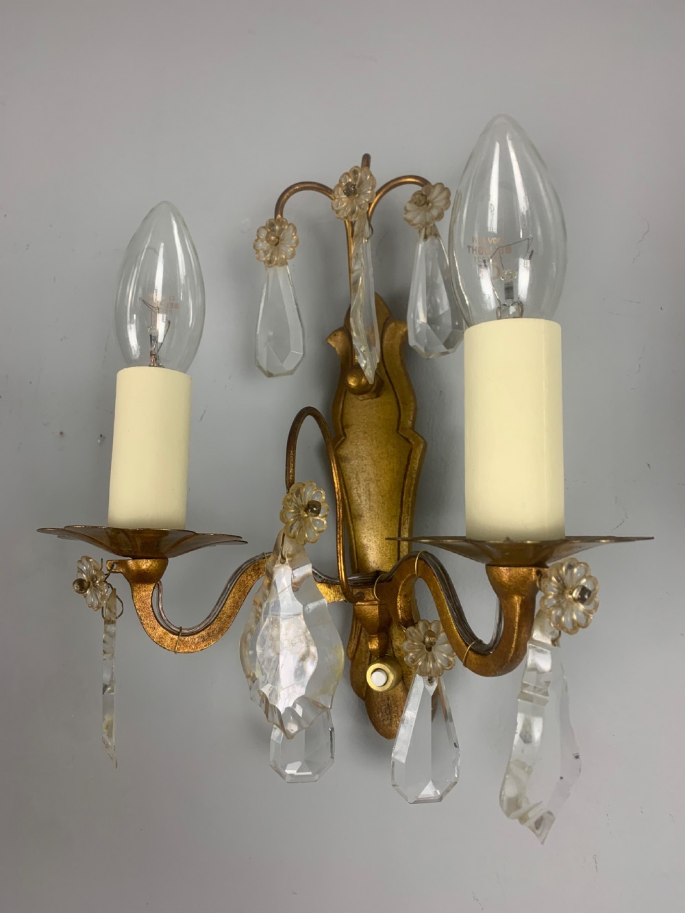 Pair of Antique French Crystal Wall Lights  View III