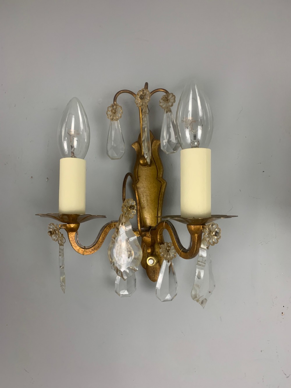 Pair of Antique French Crystal Wall Lights  View IV