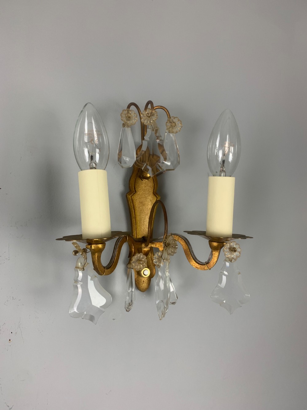 Pair of Antique French Crystal Wall Lights  View VI