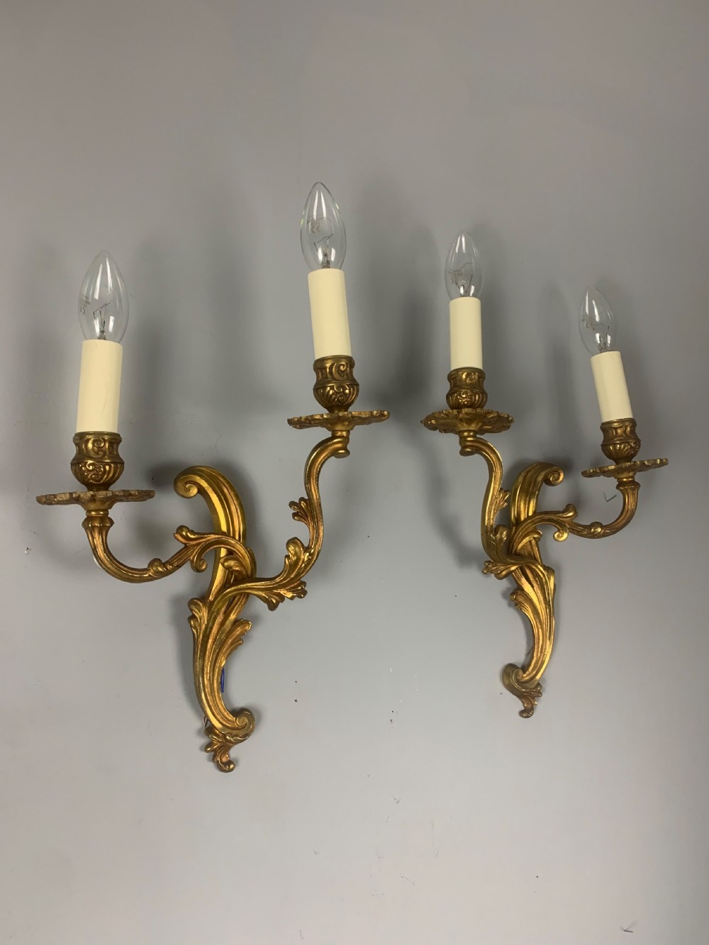 Pair of French Gilded Twin Arm Antique Wall Lights View III