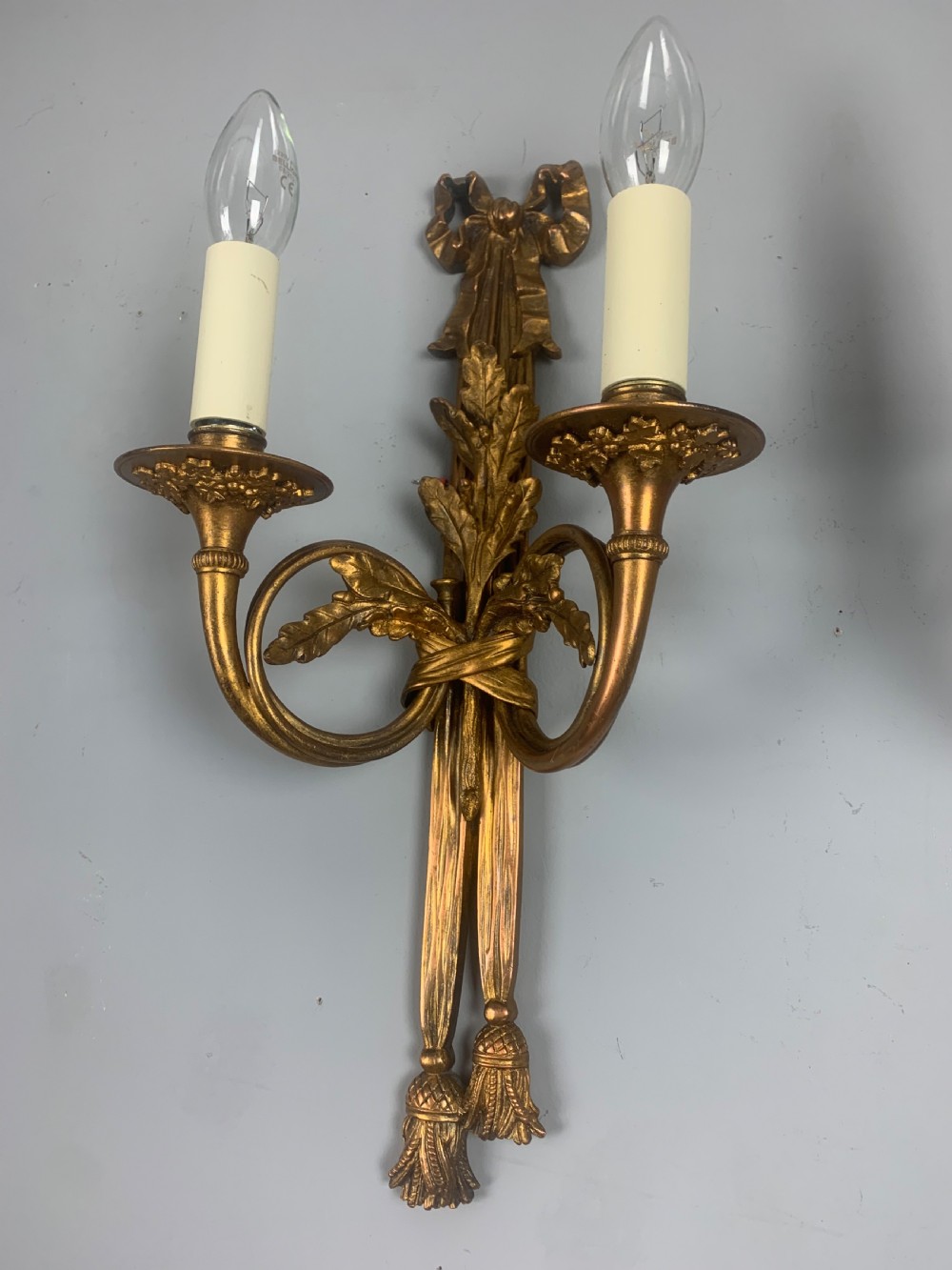 Pair of Heavy French Gilt Bronze Antique Wall Lights  View VII