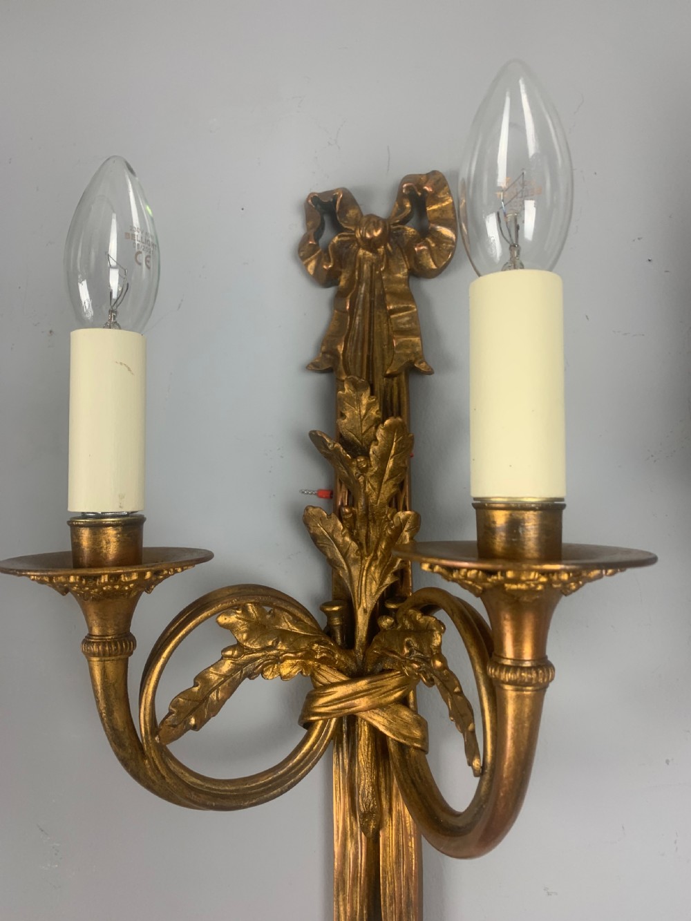 Pair of Heavy French Gilt Bronze Antique Wall Lights  View VIII