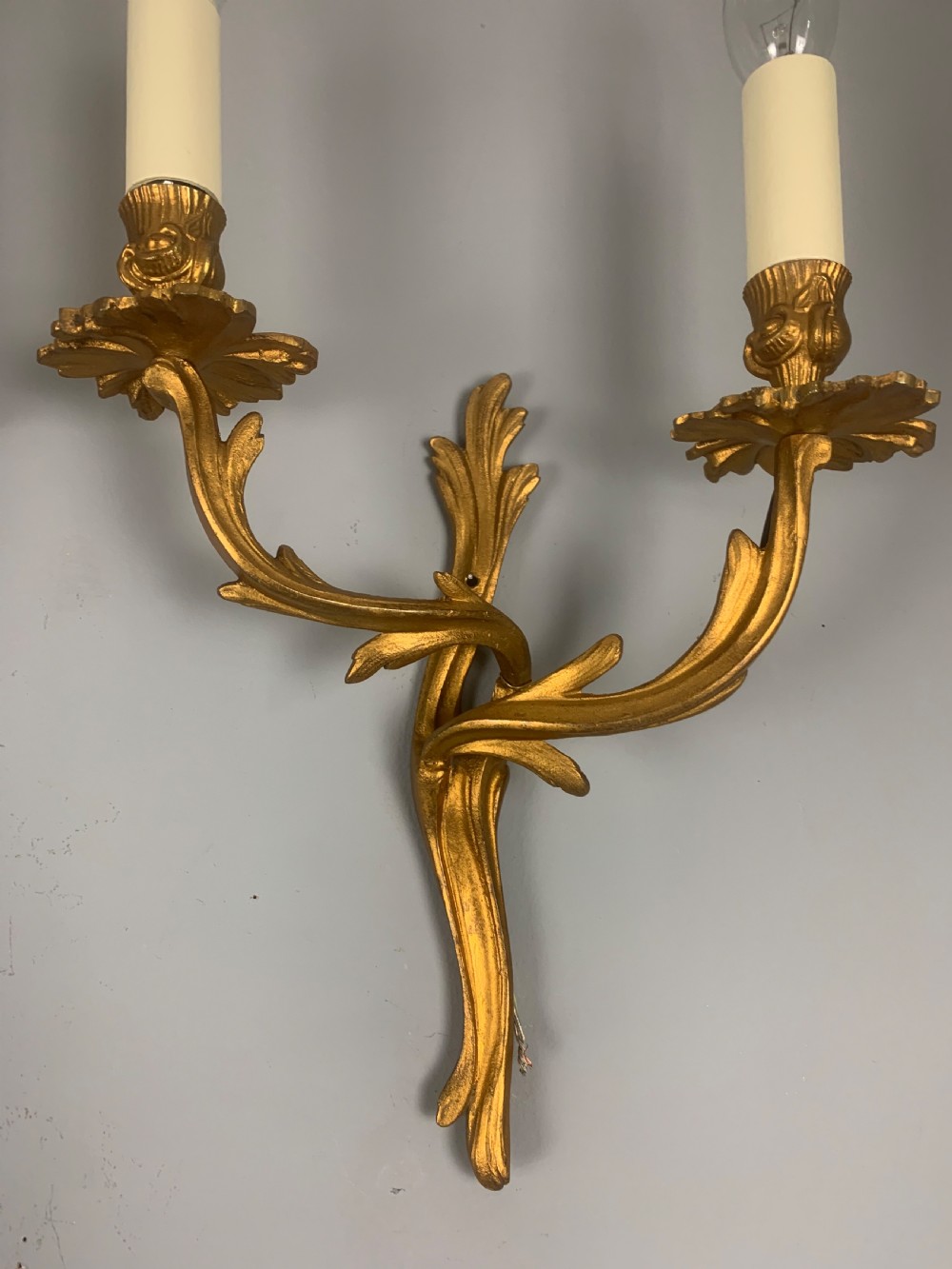 Pair of French Gilt Brass Antique Wall Lights  View II