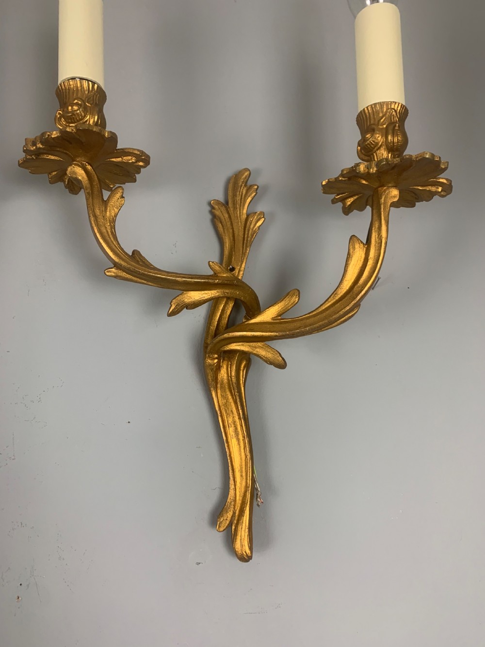Pair of French Gilt Brass Antique Wall Lights  View III