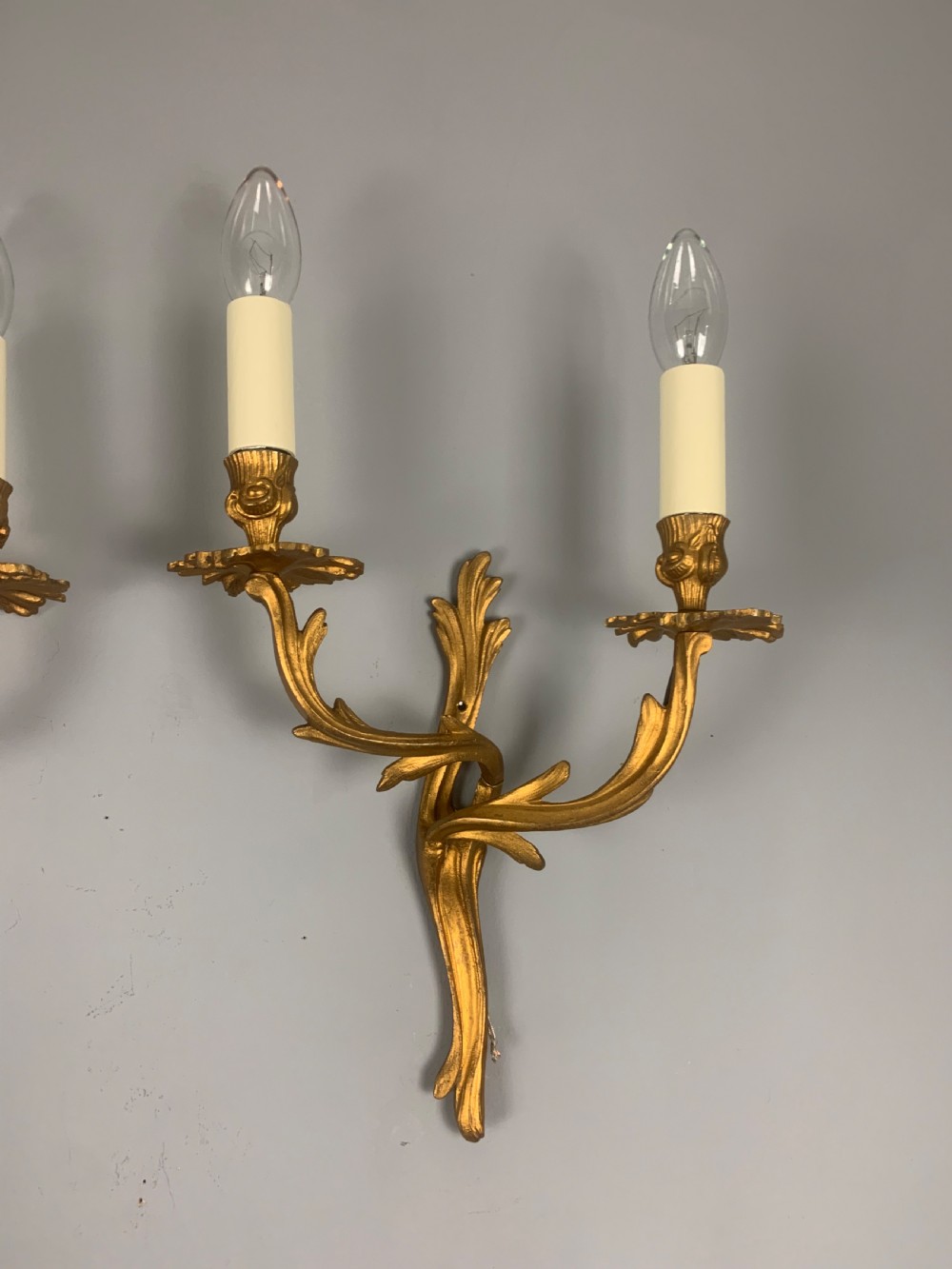 Pair of French Gilt Brass Antique Wall Lights  View IV