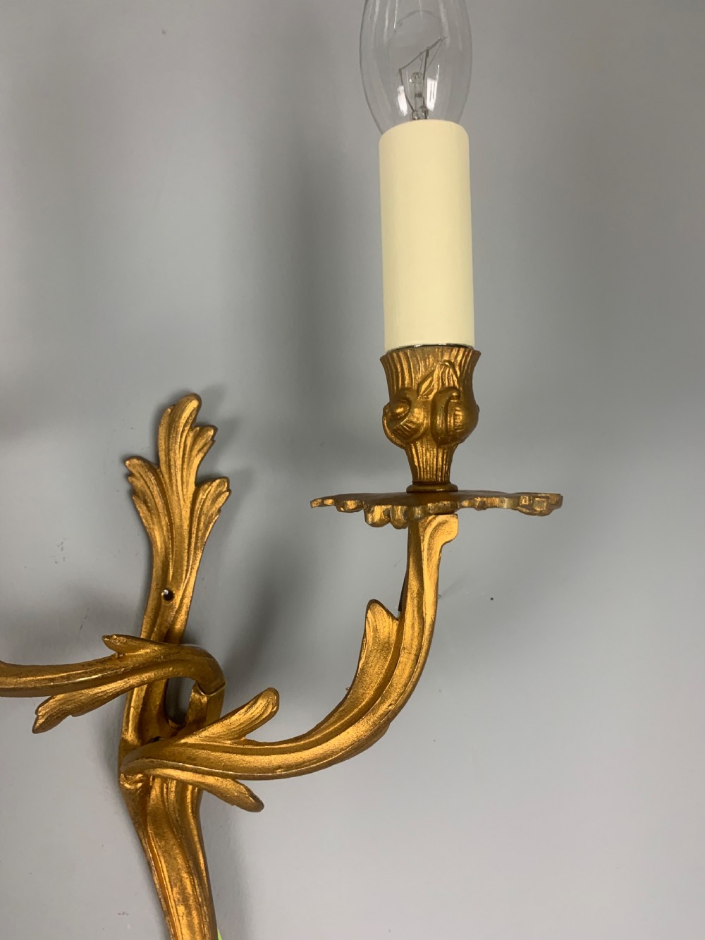 Pair of French Gilt Brass Antique Wall Lights  View V