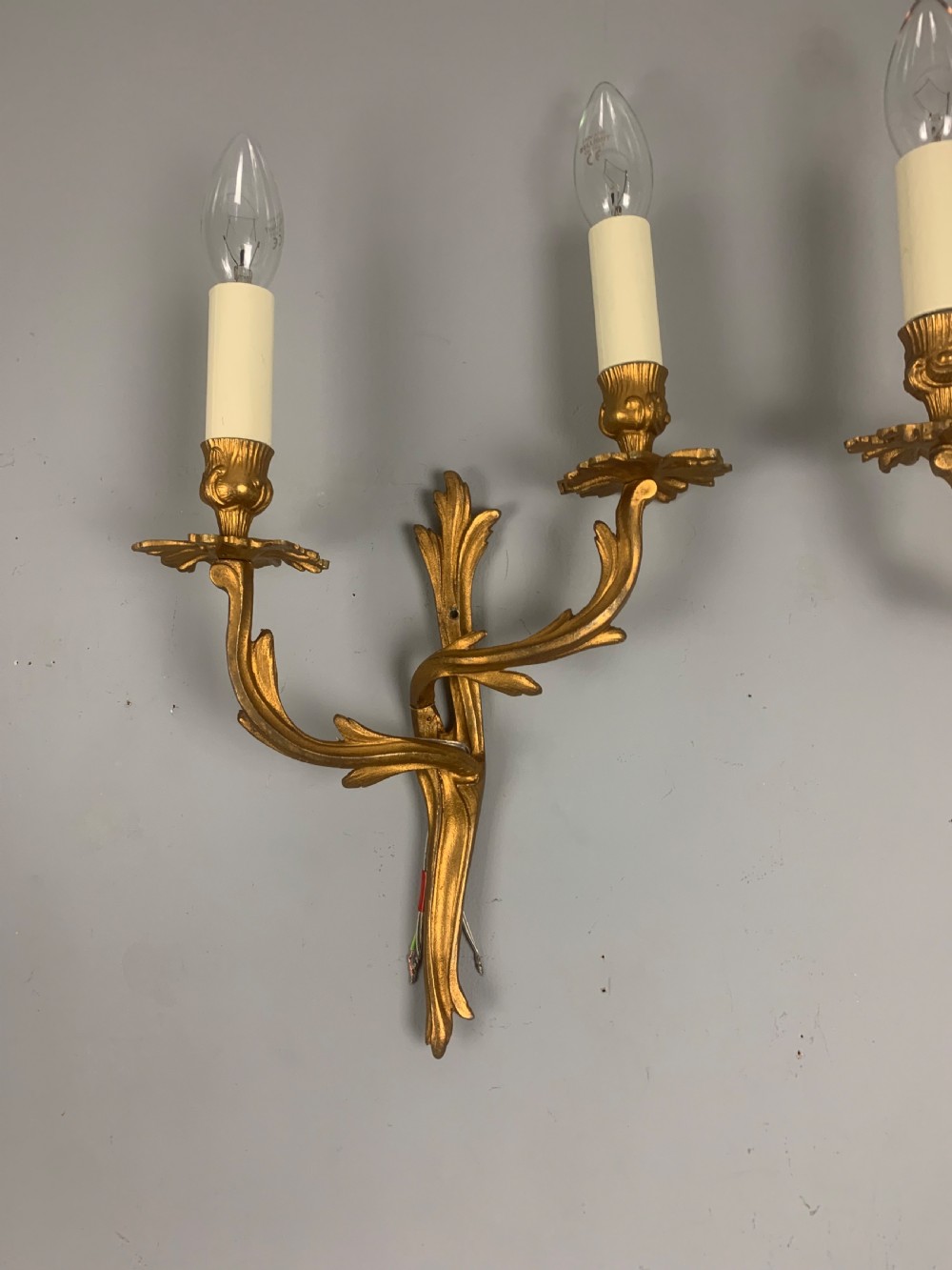 Pair of French Gilt Brass Antique Wall Lights  View VI