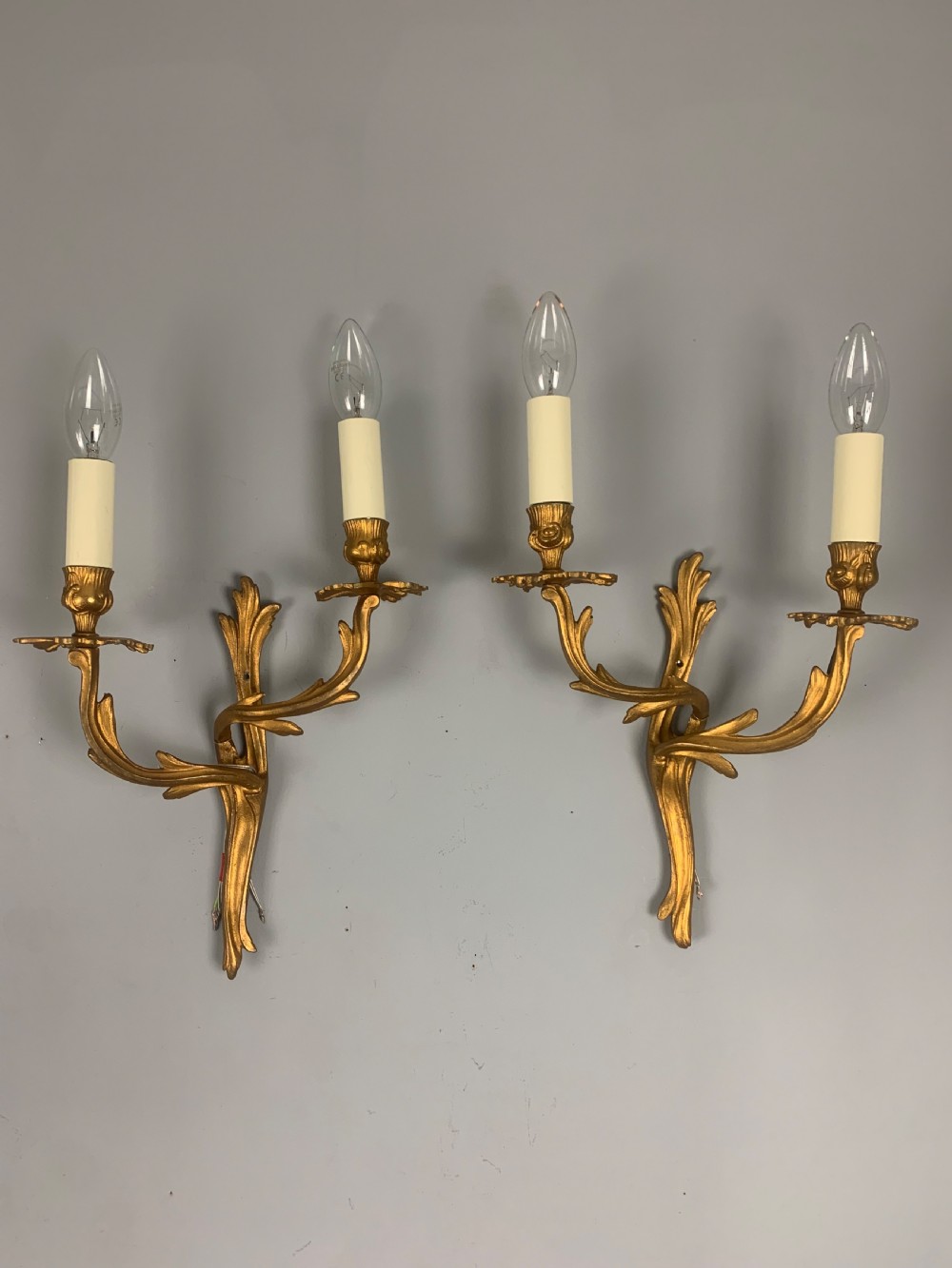 Pair of French Gilt Brass Antique Wall Lights  View VII