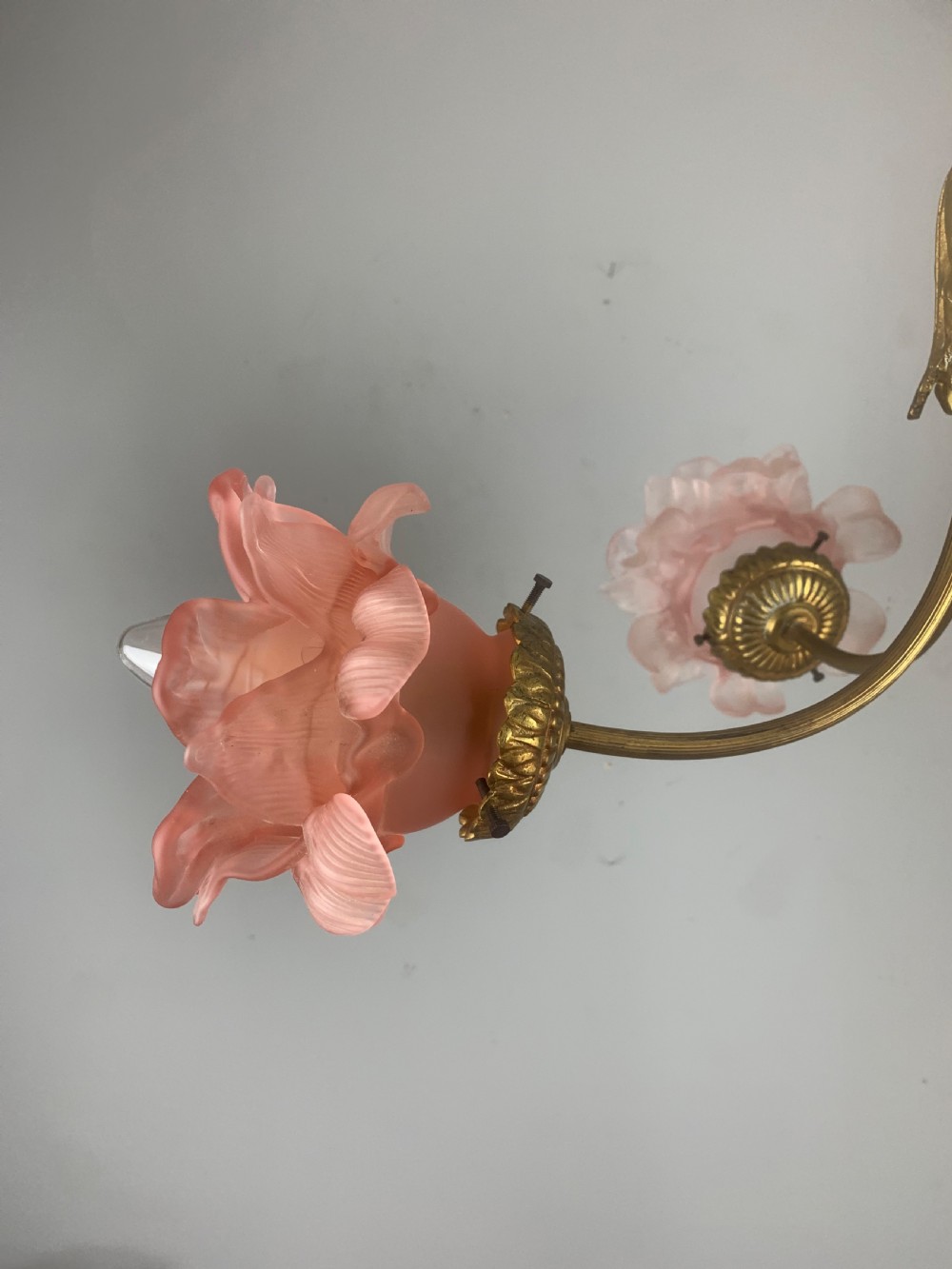 French Antique 4 Light Rose Petal Shade Chandelier, Ceiling Light  View XI