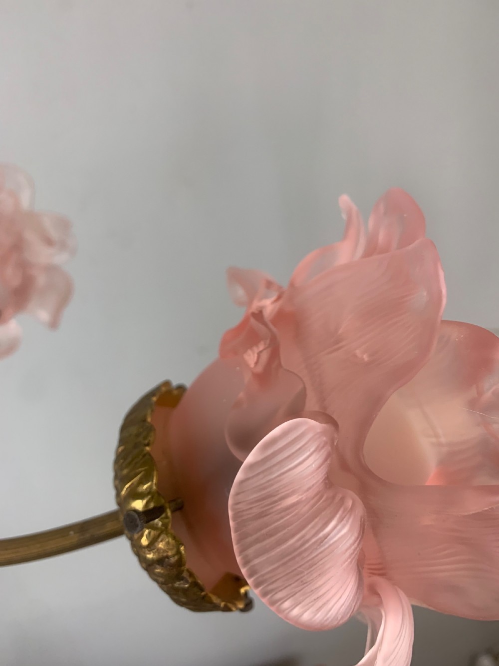 French Antique 4 Light Rose Petal Shade Chandelier, Ceiling Light  View XII