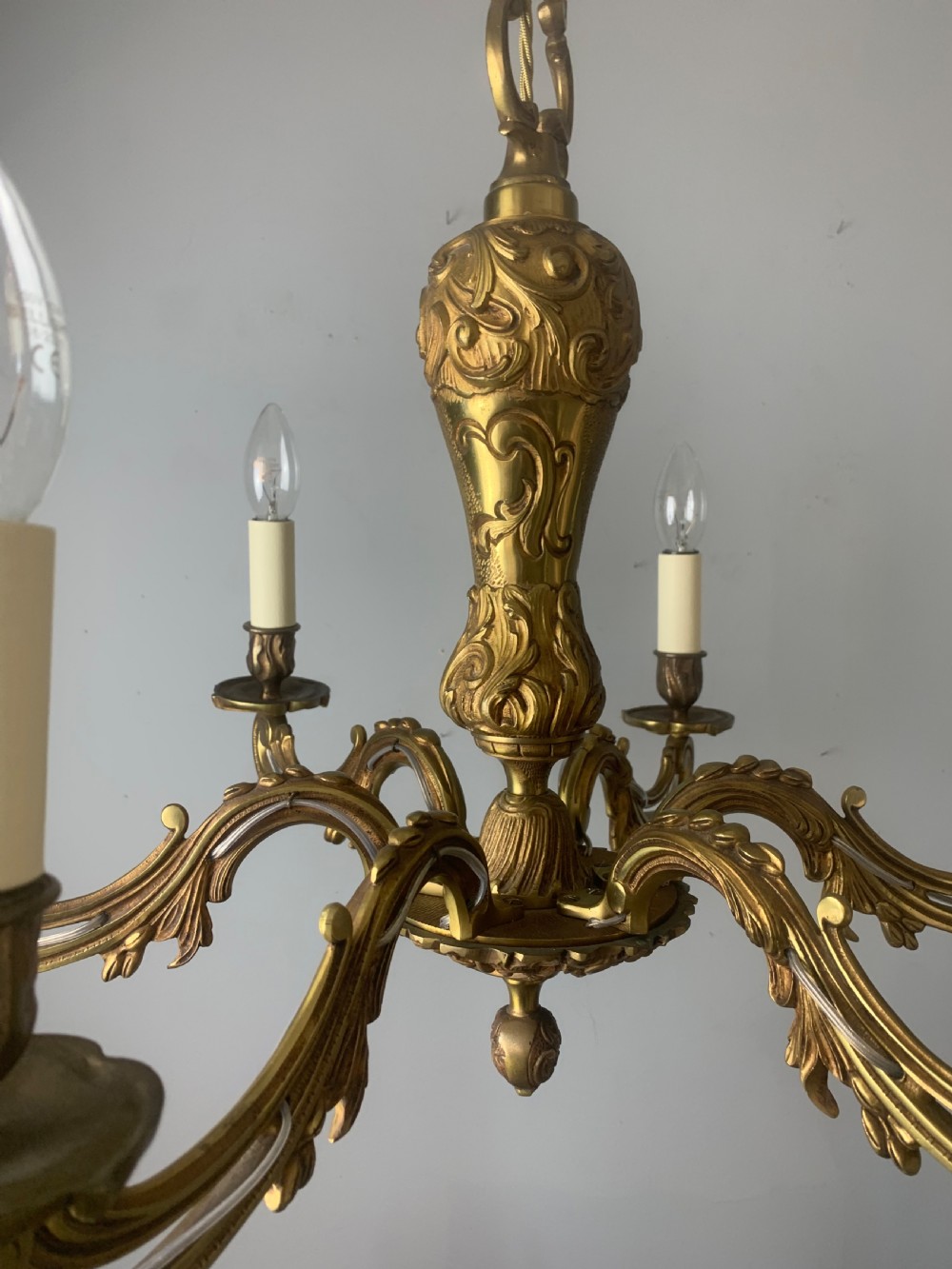 French Antique Bronze 6 Light Chandelier  View IV