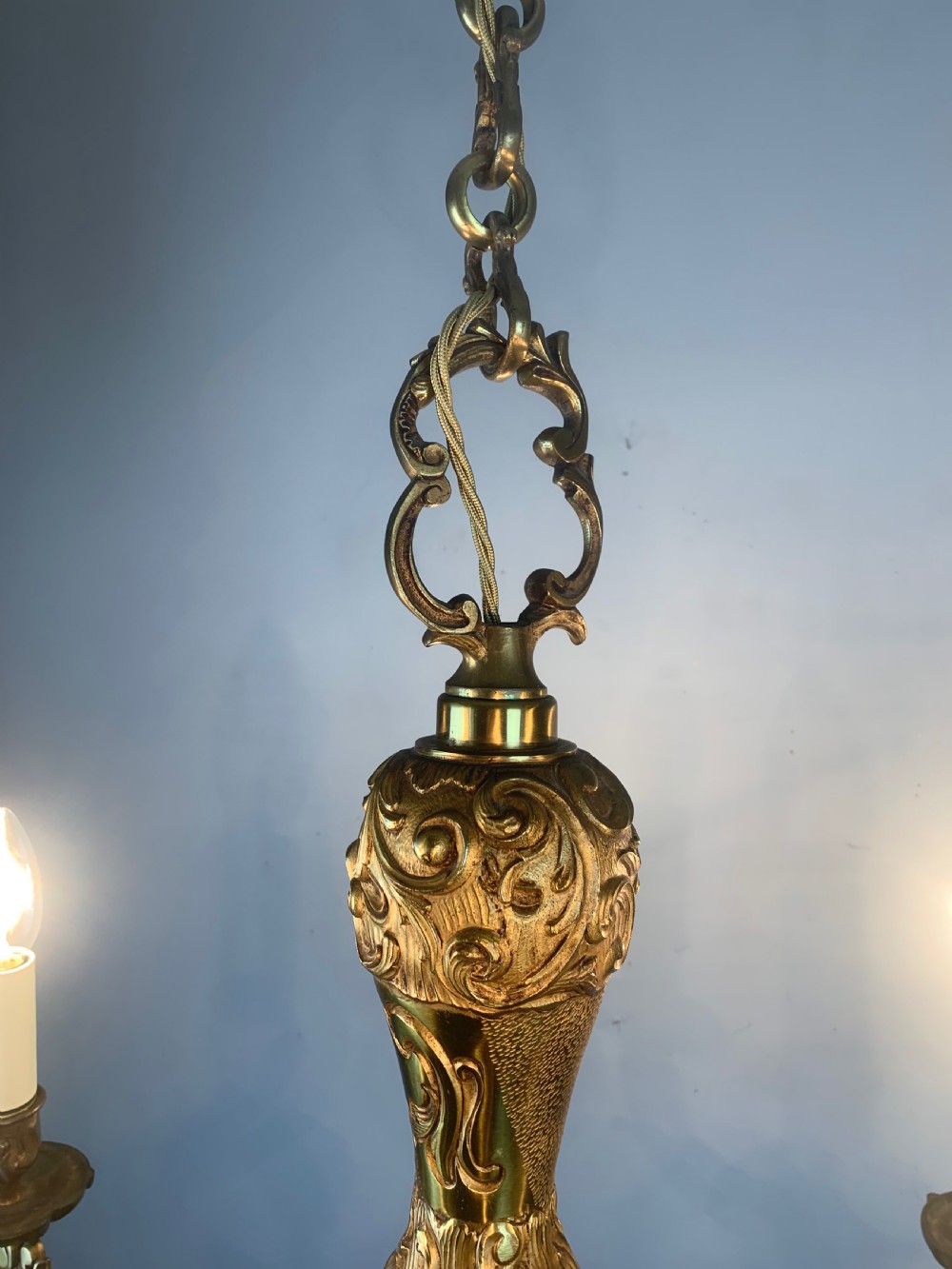 French Antique Bronze 6 Light Chandelier  View V