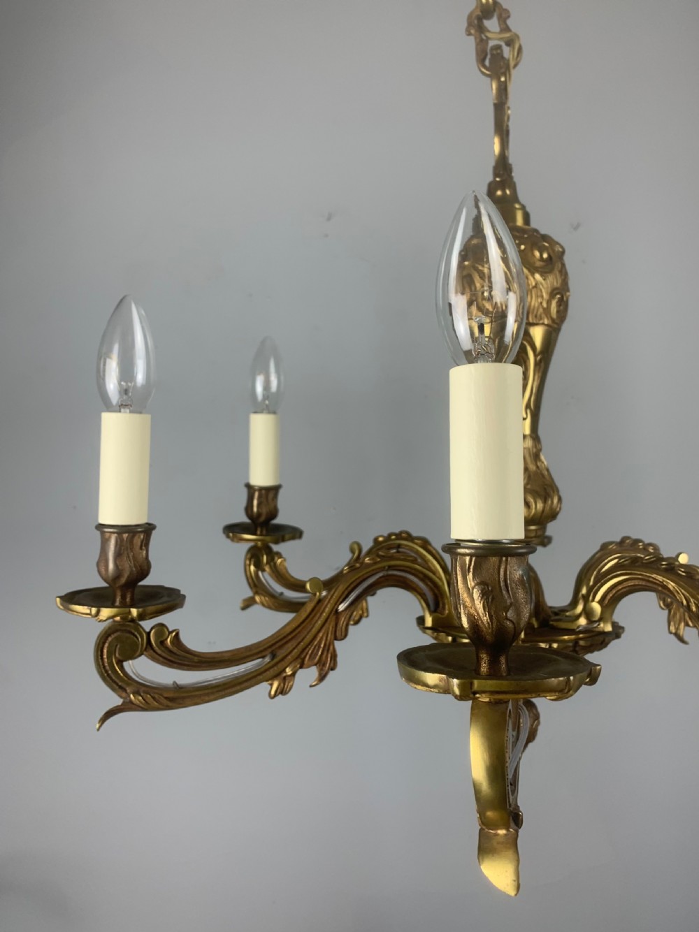 French Antique Bronze 6 Light Chandelier  View X