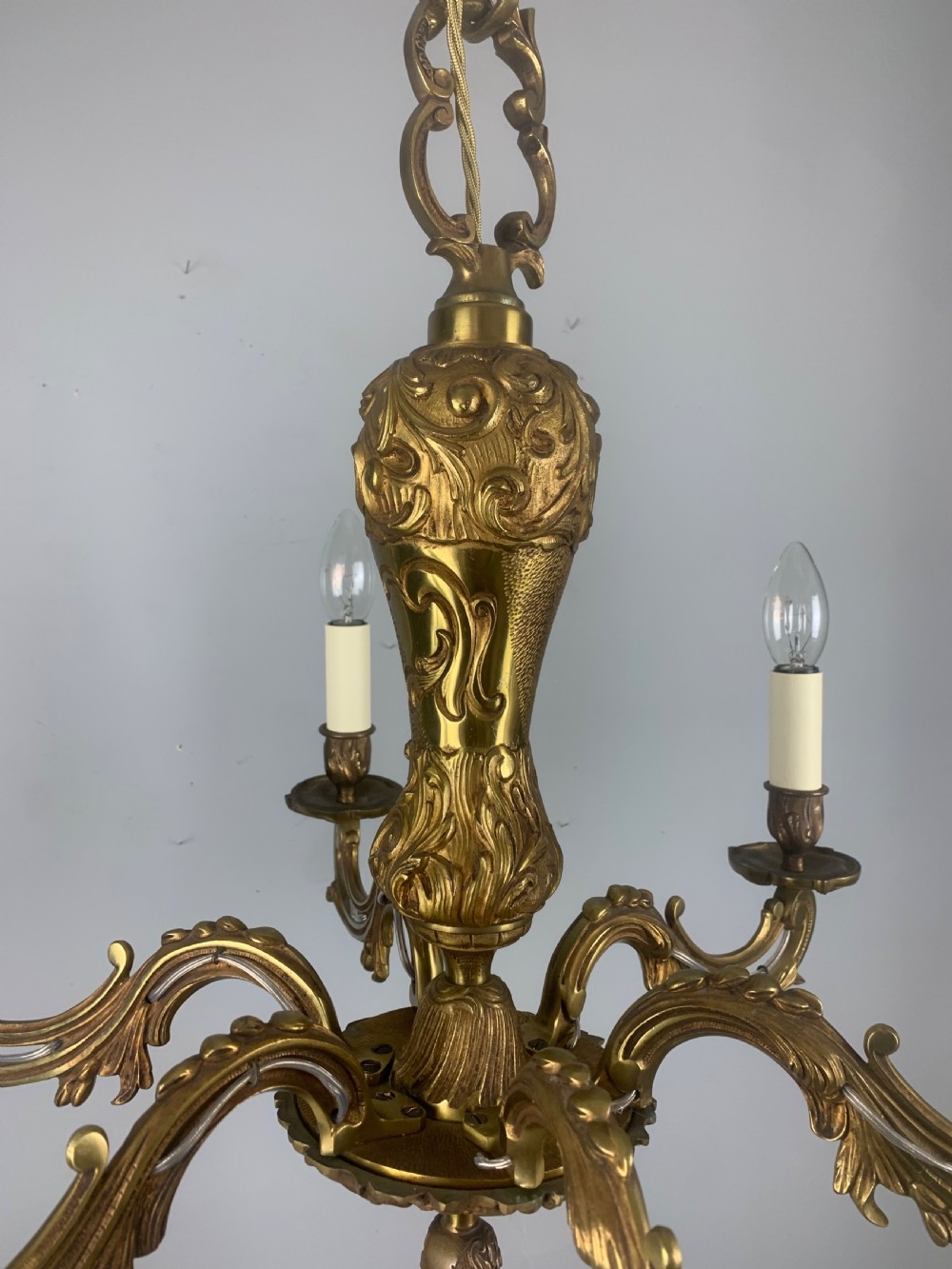 French Antique Bronze 6 Light Chandelier  View XI