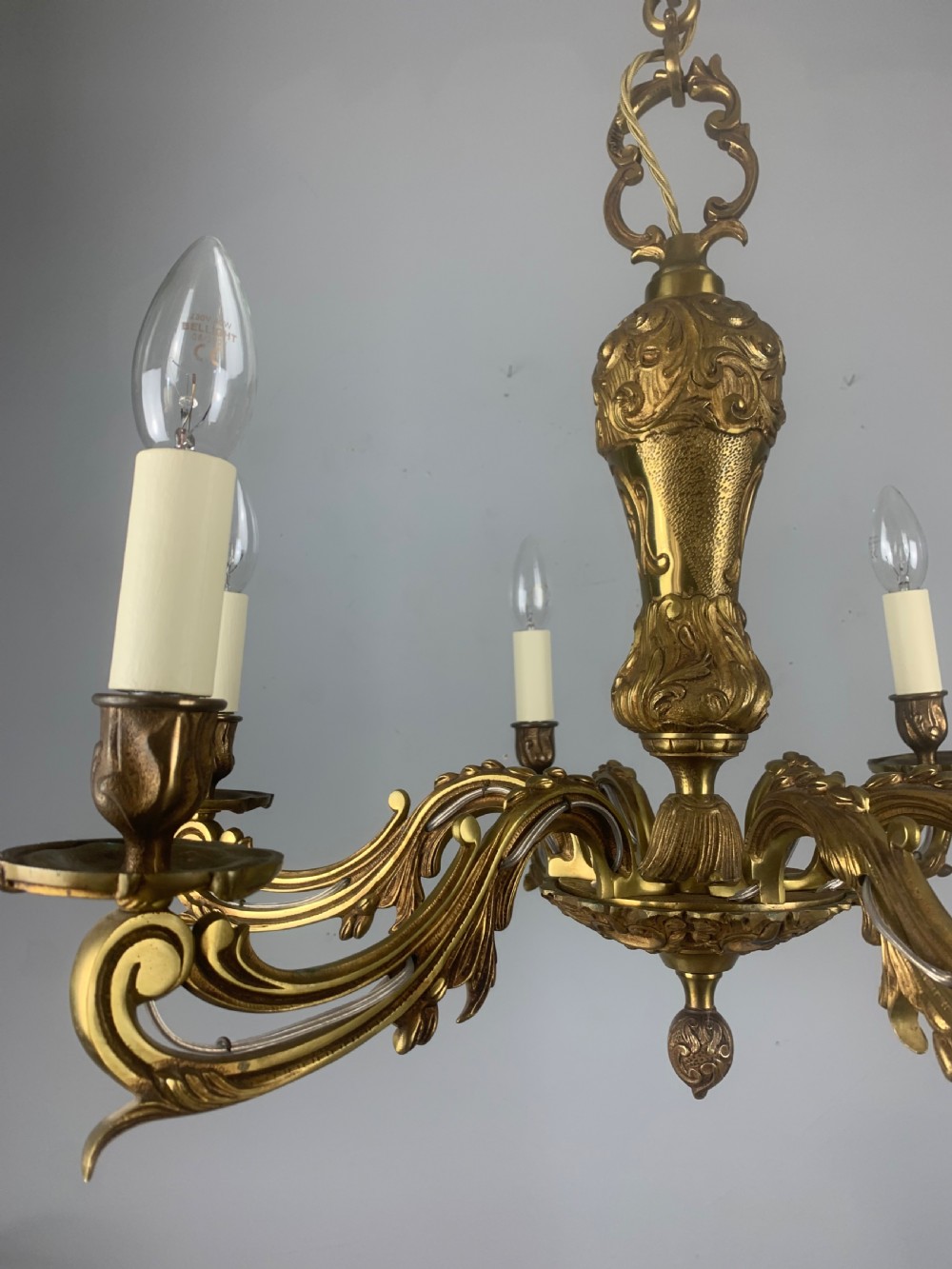 French Antique Bronze 6 Light Chandelier  View XIV