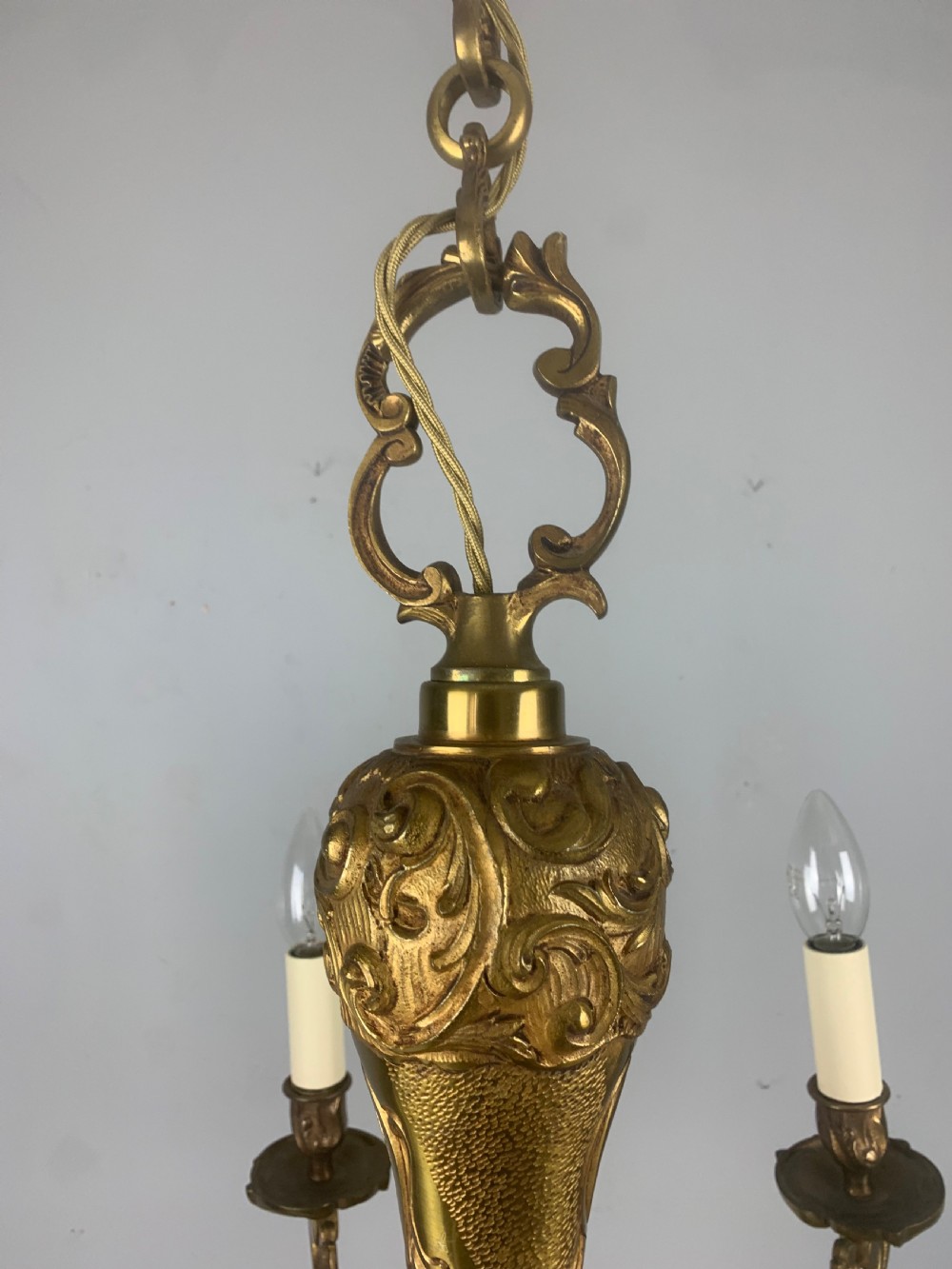 French Antique Bronze 6 Light Chandelier  View XV