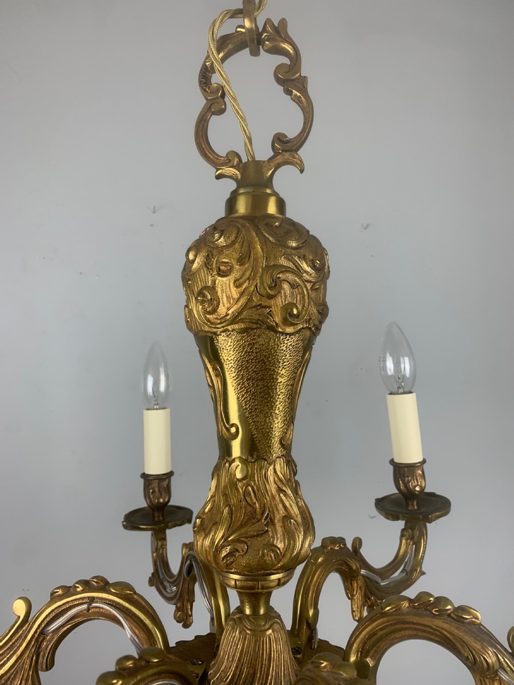 French Antique Bronze 6 Light Chandelier  View XVI