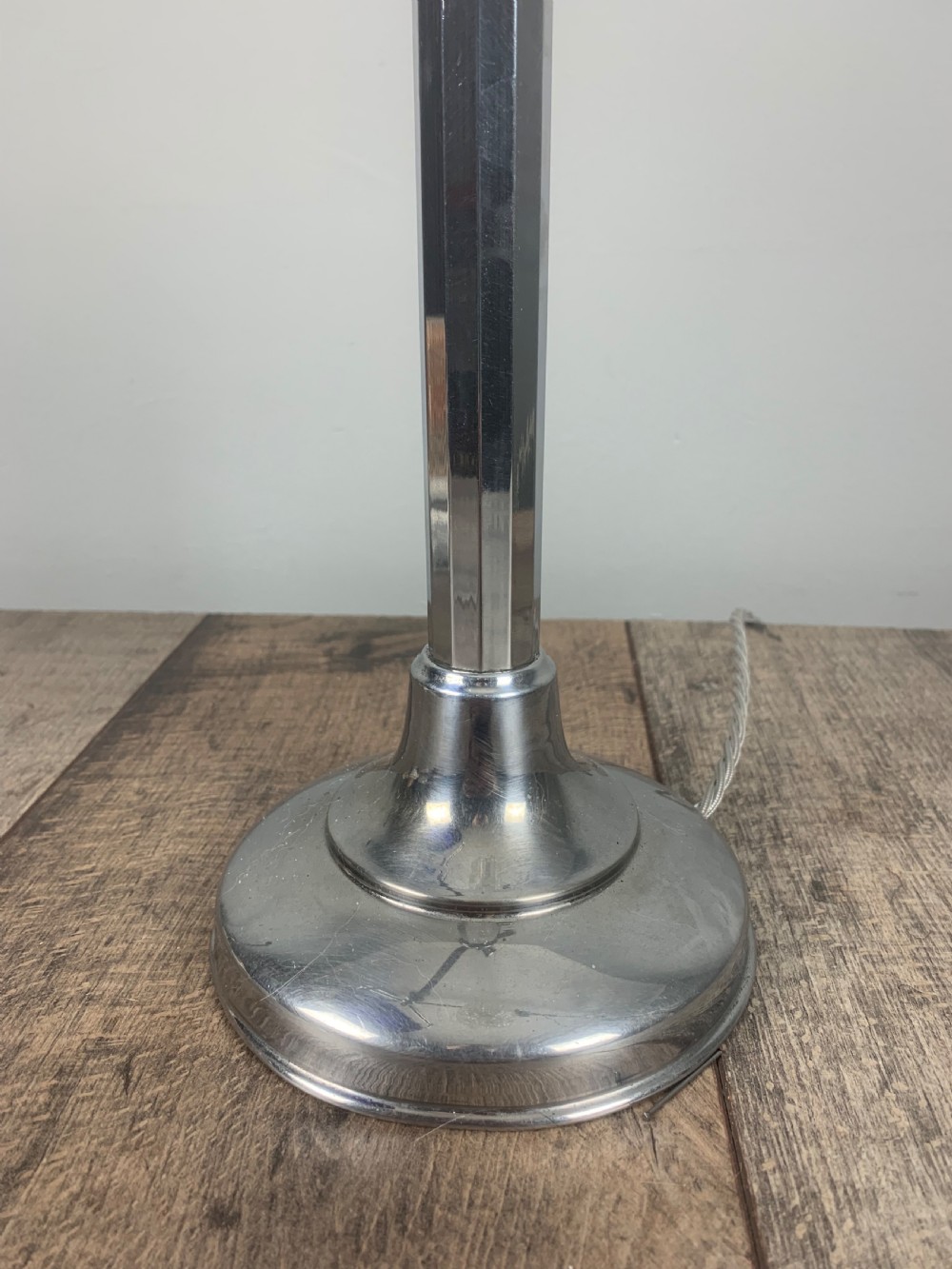 French Art Deco Chrome And Blue Glass Adjustable Desk Light By Pirouette View III