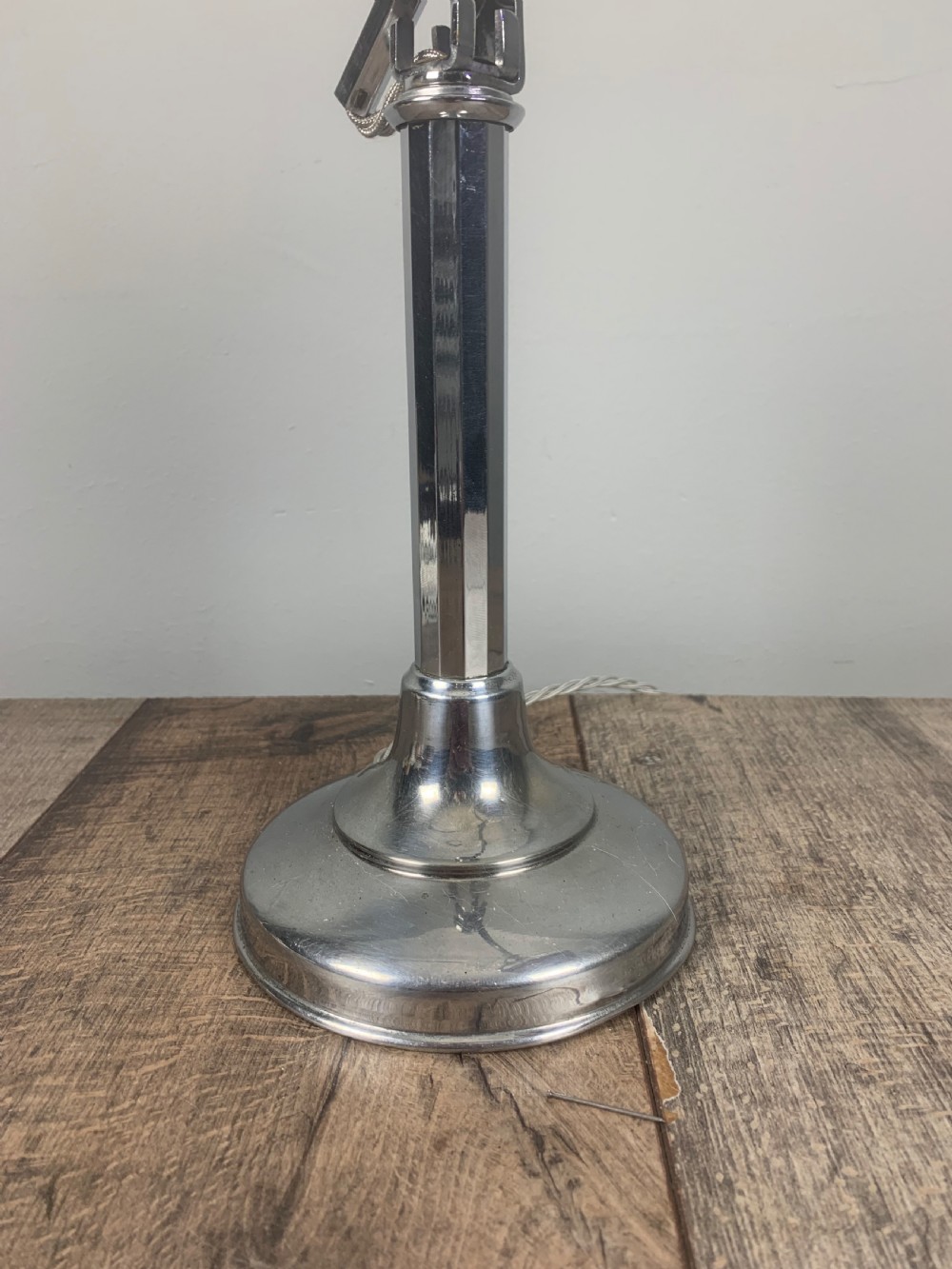 French Art Deco Chrome And Blue Glass Adjustable Desk Light By Pirouette View IV