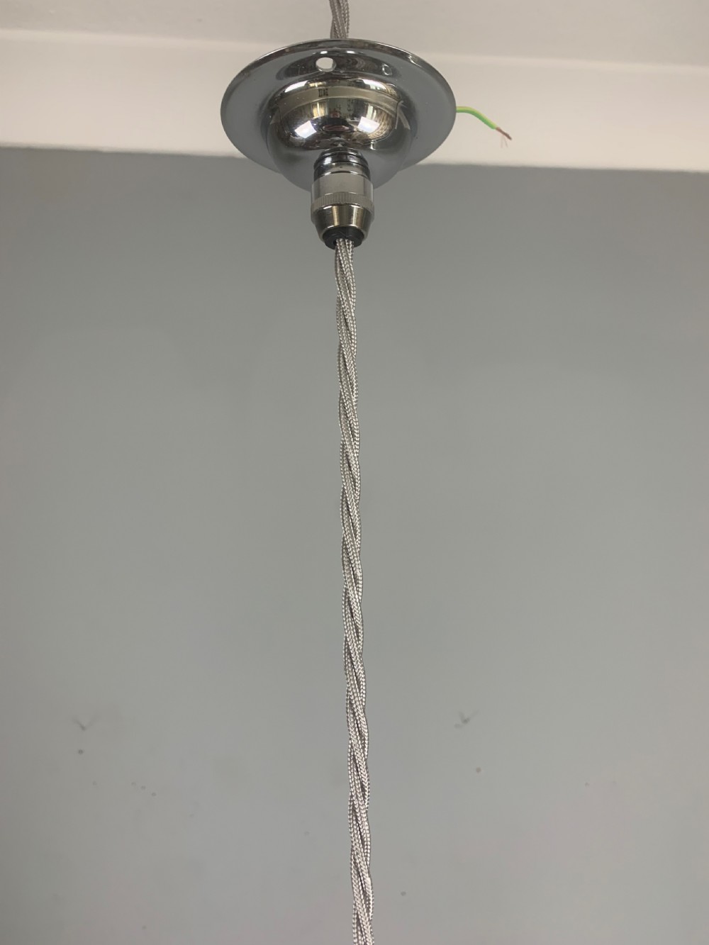 Gecoray 1930s Industrial Mercury Pendant Ceiling Light, Original Shade, Rewired  View V