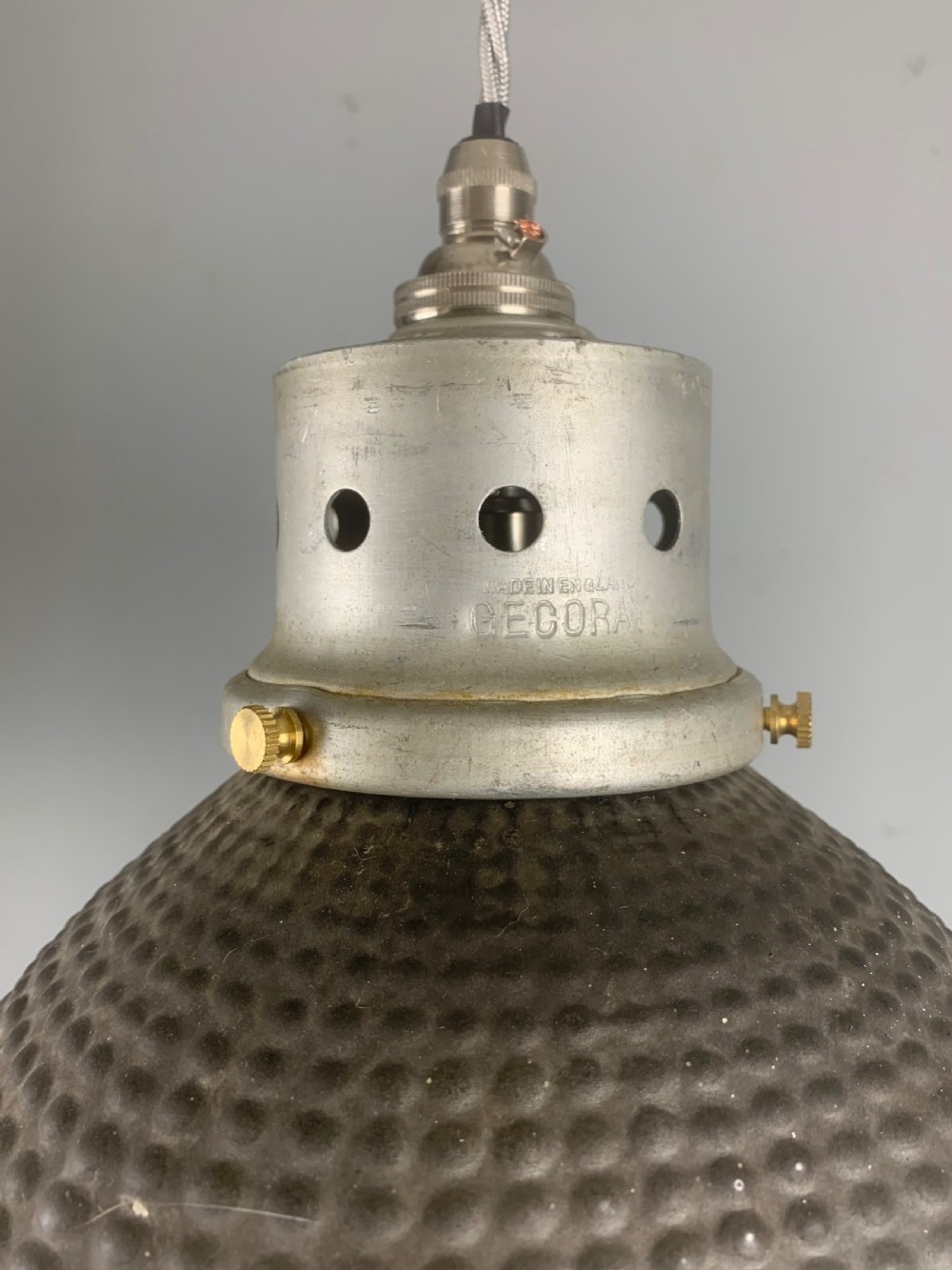 Gecoray 1930s Industrial Mercury Pendant Ceiling Light, Original Shade, Rewired  View VII