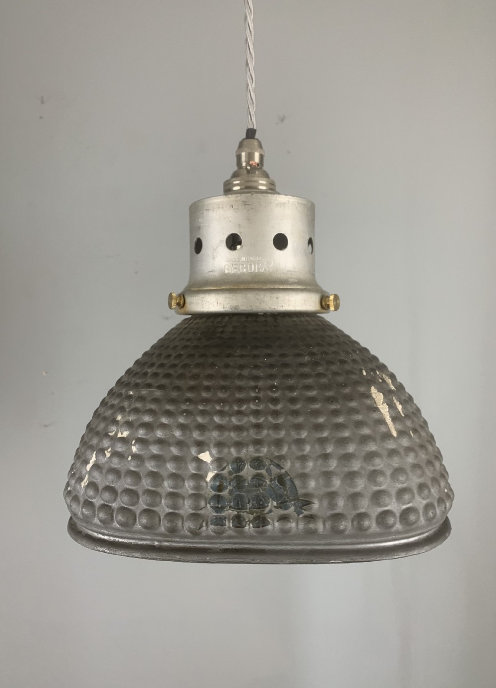Gecoray 1930s Industrial Mercury Pendant Ceiling Light, Original Shade, Rewired  View IX