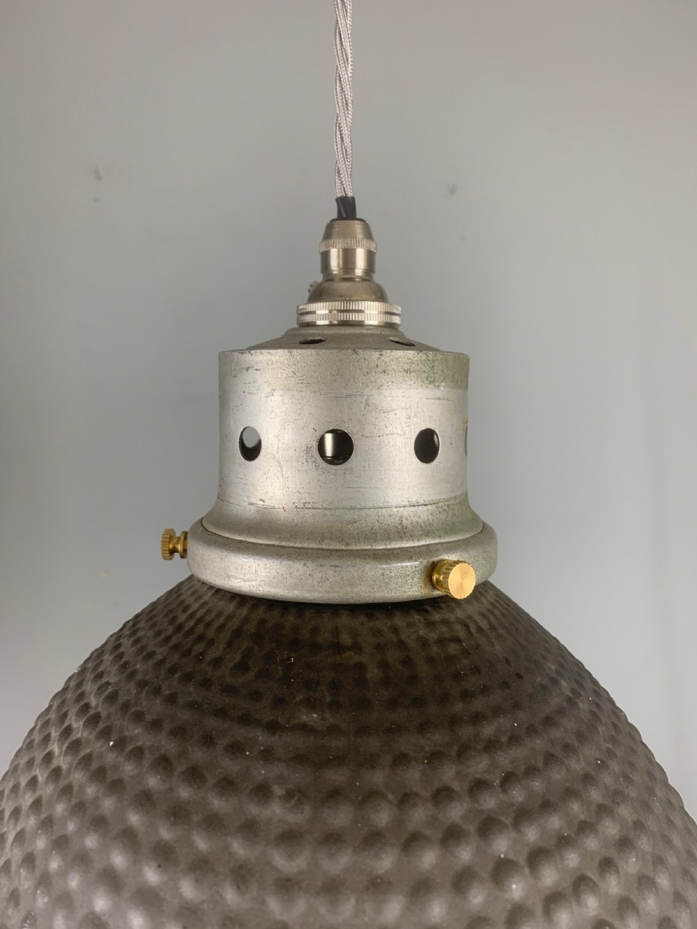 Gecoray 1930s Industrial Mercury Pendant Ceiling Light, Original Shade, Rewired  View X