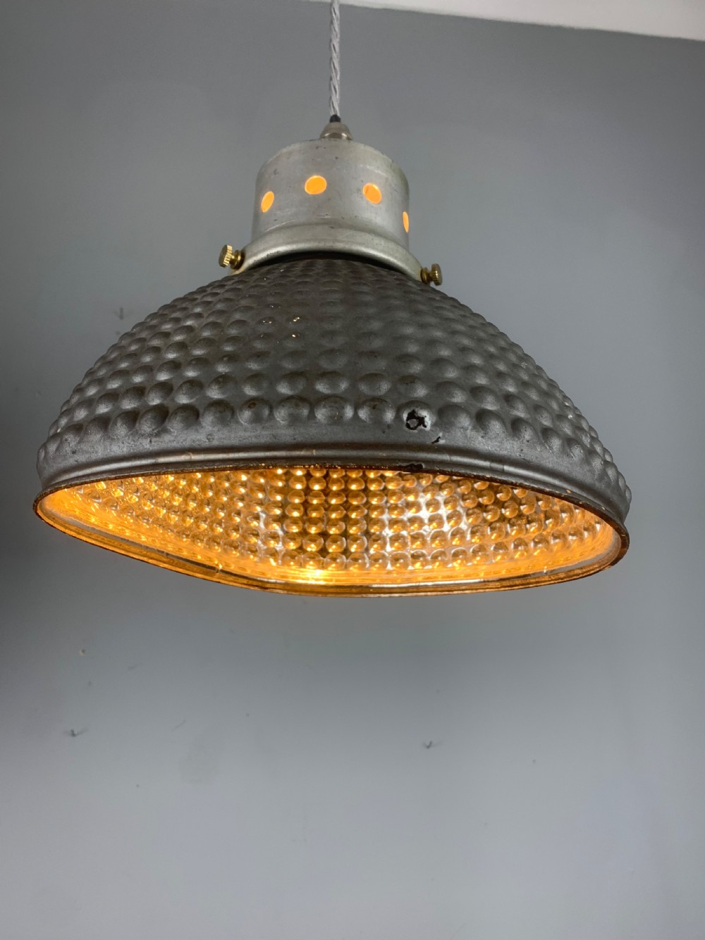 Gecoray 1930s Industrial Mercury Pendant Ceiling Light, Original Shade, Rewired  View XI