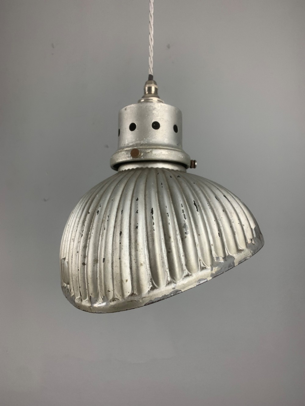 Gecoray 1930s Industrial Mercury Pendant Ceiling Light, Original Shade, Rewired