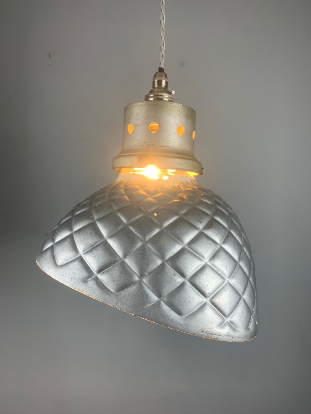Gecoray 1930s Industrial Mercury Pendant Ceiling Light, Original Shade, Rewired View IV