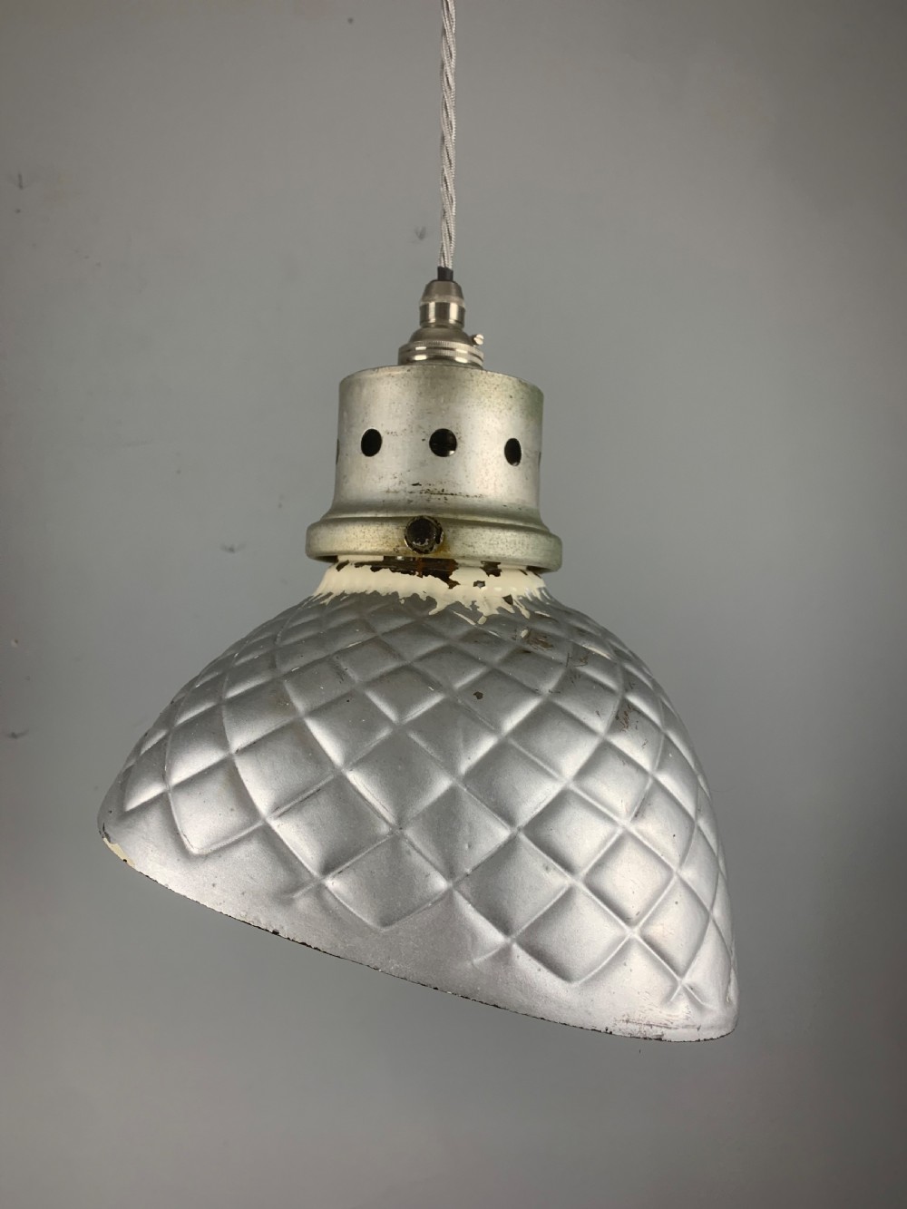 Gecoray 1930s Industrial Mercury Pendant Ceiling Light, Original Shade, Rewired View VI