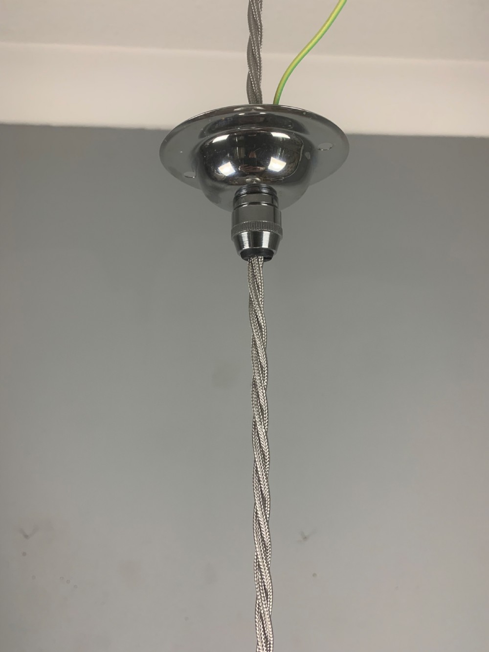 Gecoray 1930s Industrial Mercury Pendant Ceiling Light, Original Shade, Rewired View VII