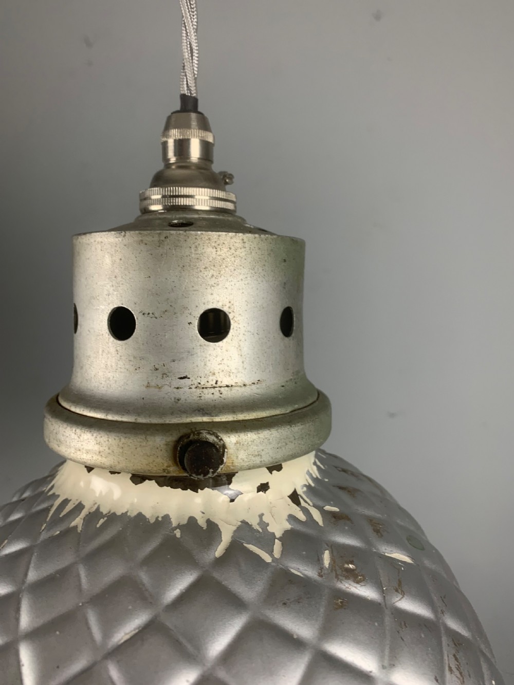 Gecoray 1930s Industrial Mercury Pendant Ceiling Light, Original Shade, Rewired View VIII