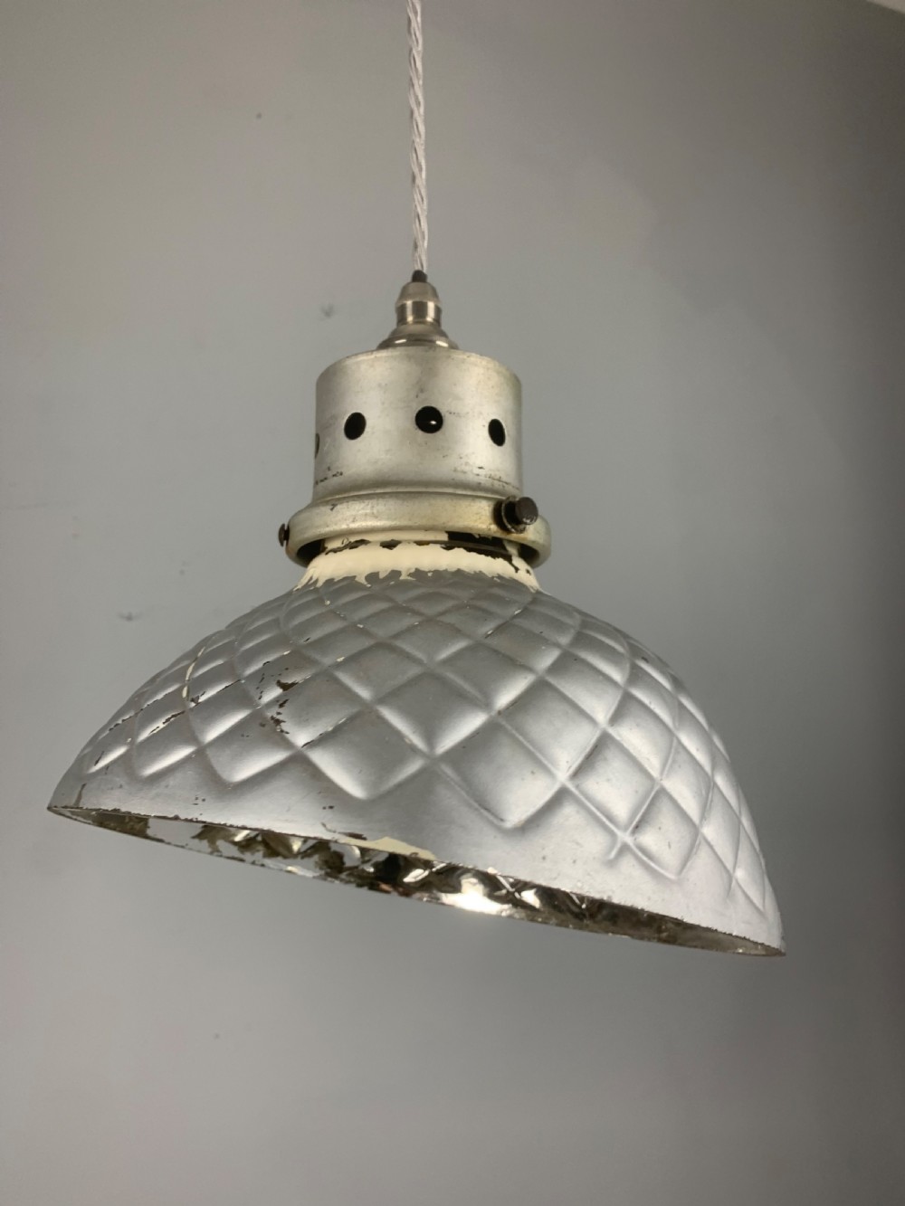 Gecoray 1930s Industrial Mercury Pendant Ceiling Light, Original Shade, Rewired View IX
