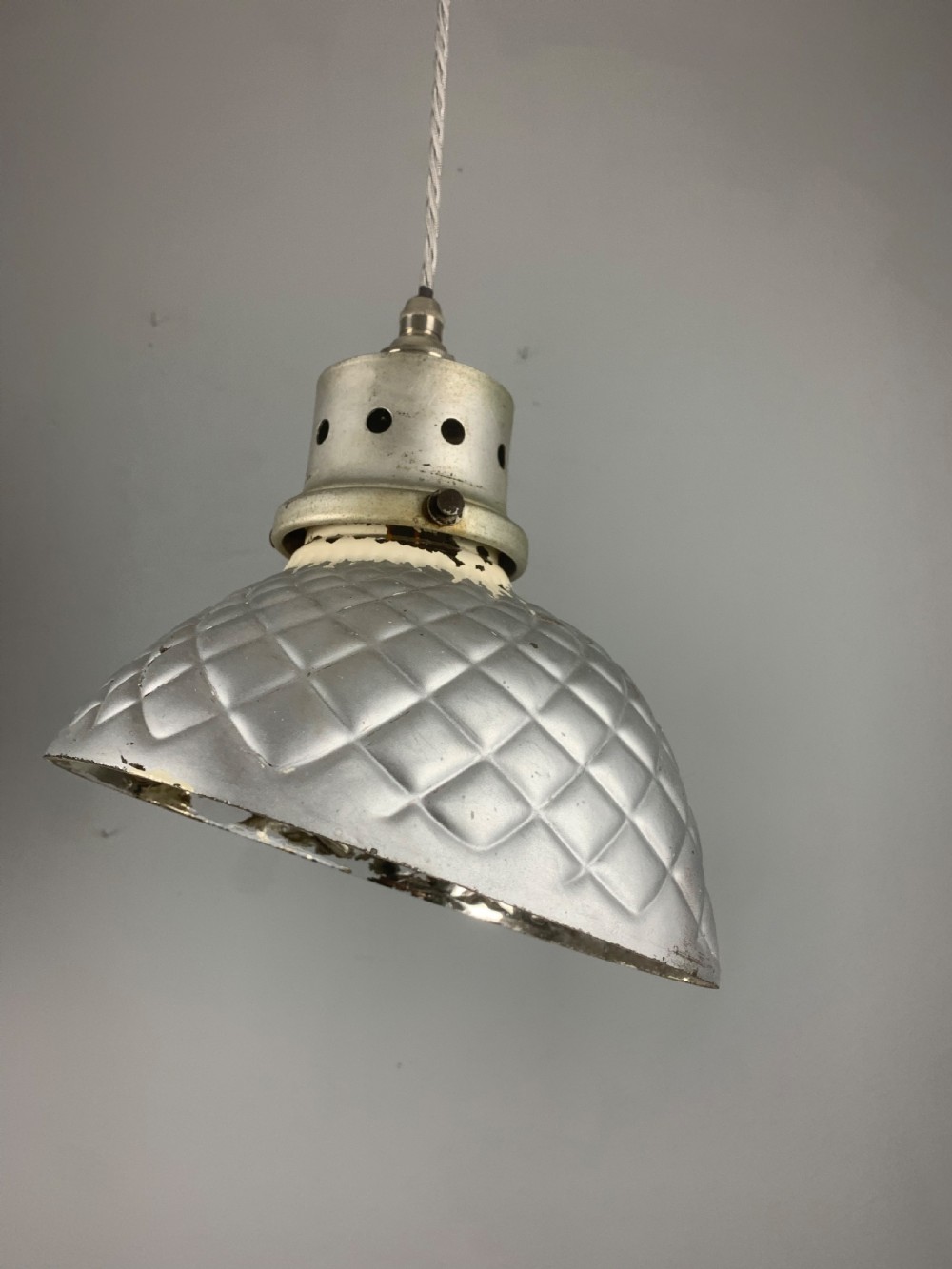 Gecoray 1930s Industrial Mercury Pendant Ceiling Light, Original Shade, Rewired View X