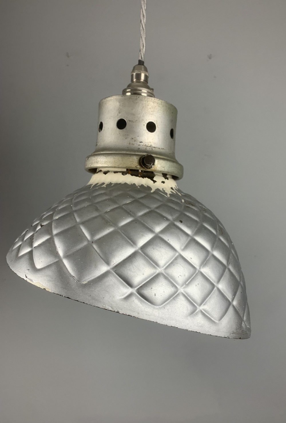Gecoray 1930s Industrial Mercury Pendant Ceiling Light, Original Shade, Rewired View XI